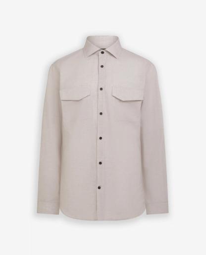 Men's Small Tattersall Check Utility Shirt in Taupe