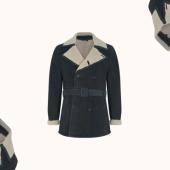 Gieves and Hawkes Navy Shearling Peacoat