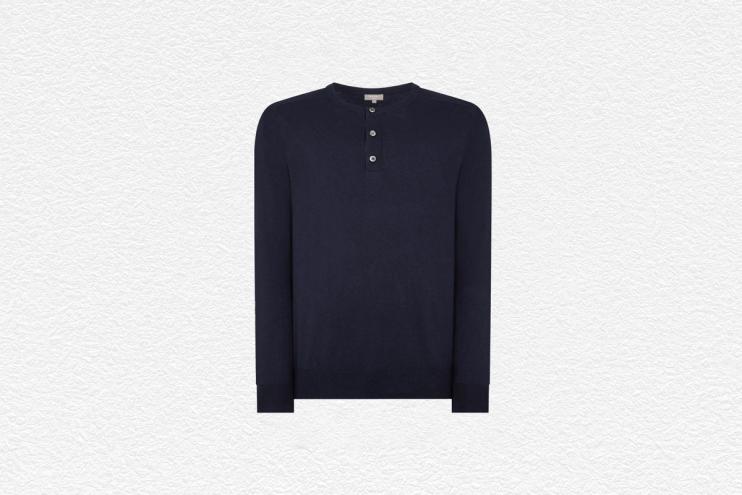 Round Neck Cotton Cashmere Henley