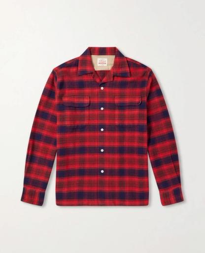 Baker Camp-Collar Checked Cotton Shirt