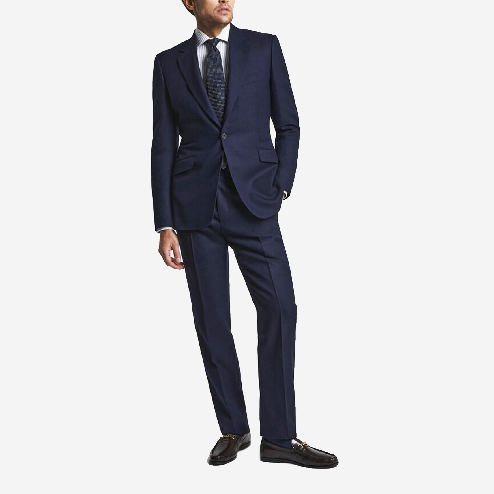 Huntsman Navy Wool Hopsack Suit