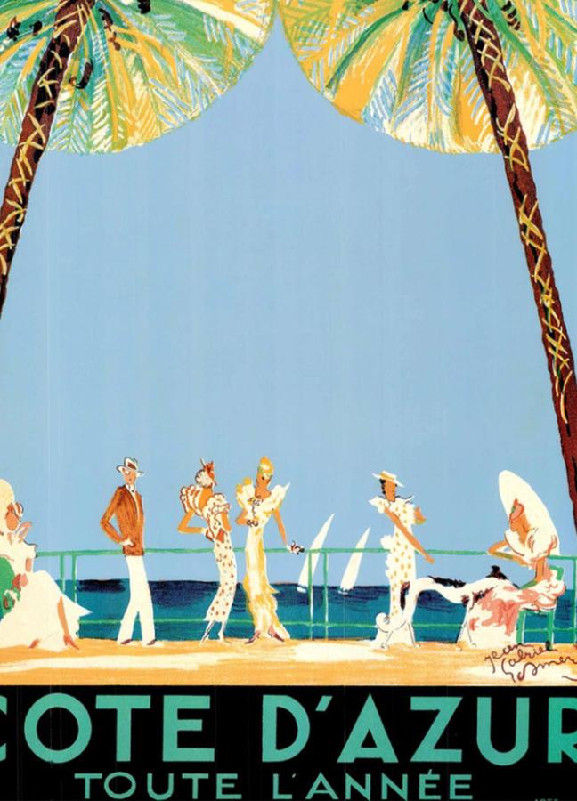 ‘Côte-d’Azur all the year round’ poster illustrating