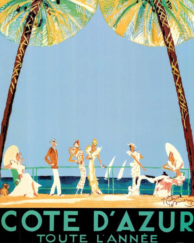 ‘Côte-d’Azur all the year round’ poster illustrating