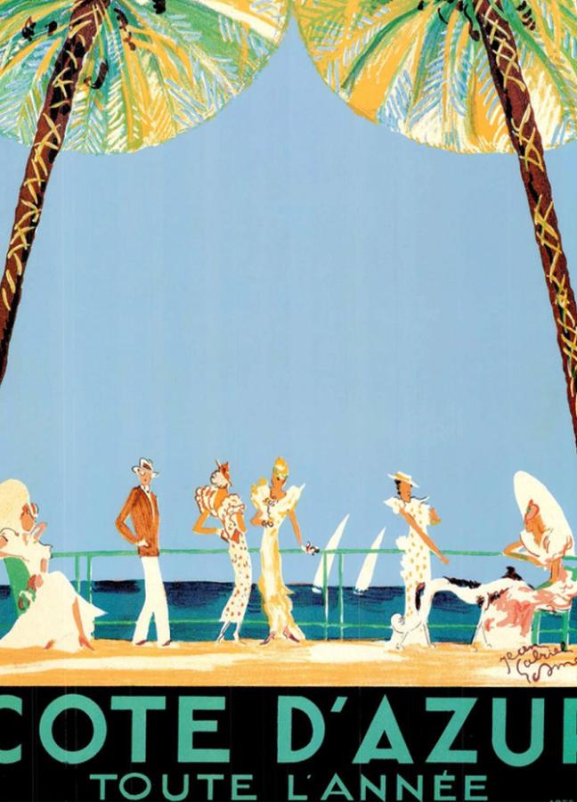 ‘Côte-d’Azur all the year round’ poster illustrating