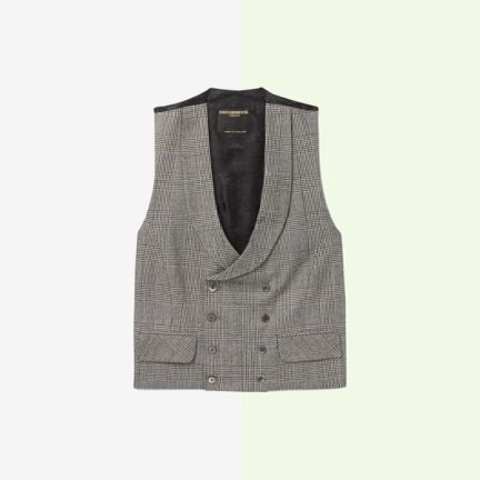 Sandalson Prince Of Wales Checked Organic Cotton And Linen-Blend Waistcoat by Favourbrook