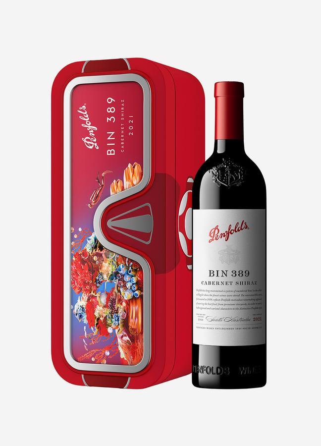 Penfolds Bin 389 Cabernet Shiraz next to it's box