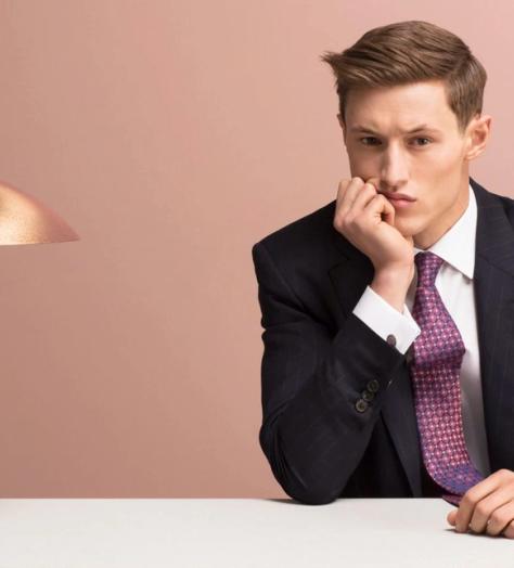 Thomas Pink SS17 ad campaign featuring model wearing suit shirt and tie