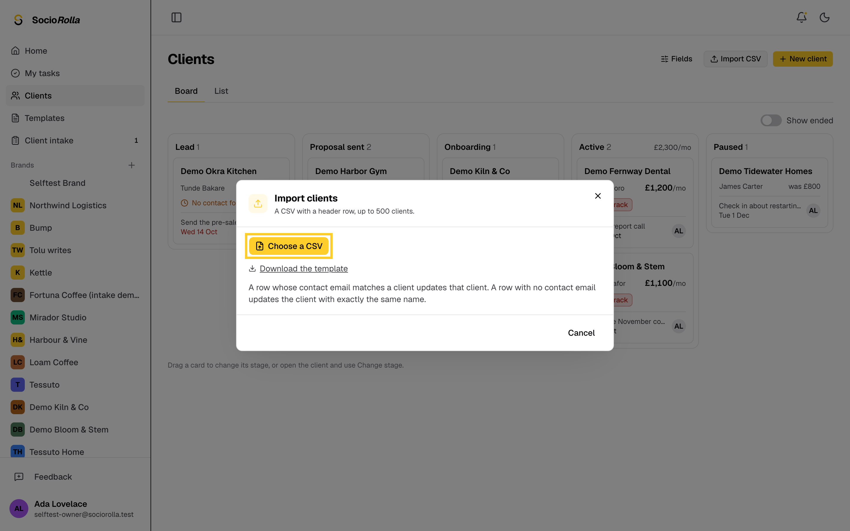 Step 13: Choose your CSV file.