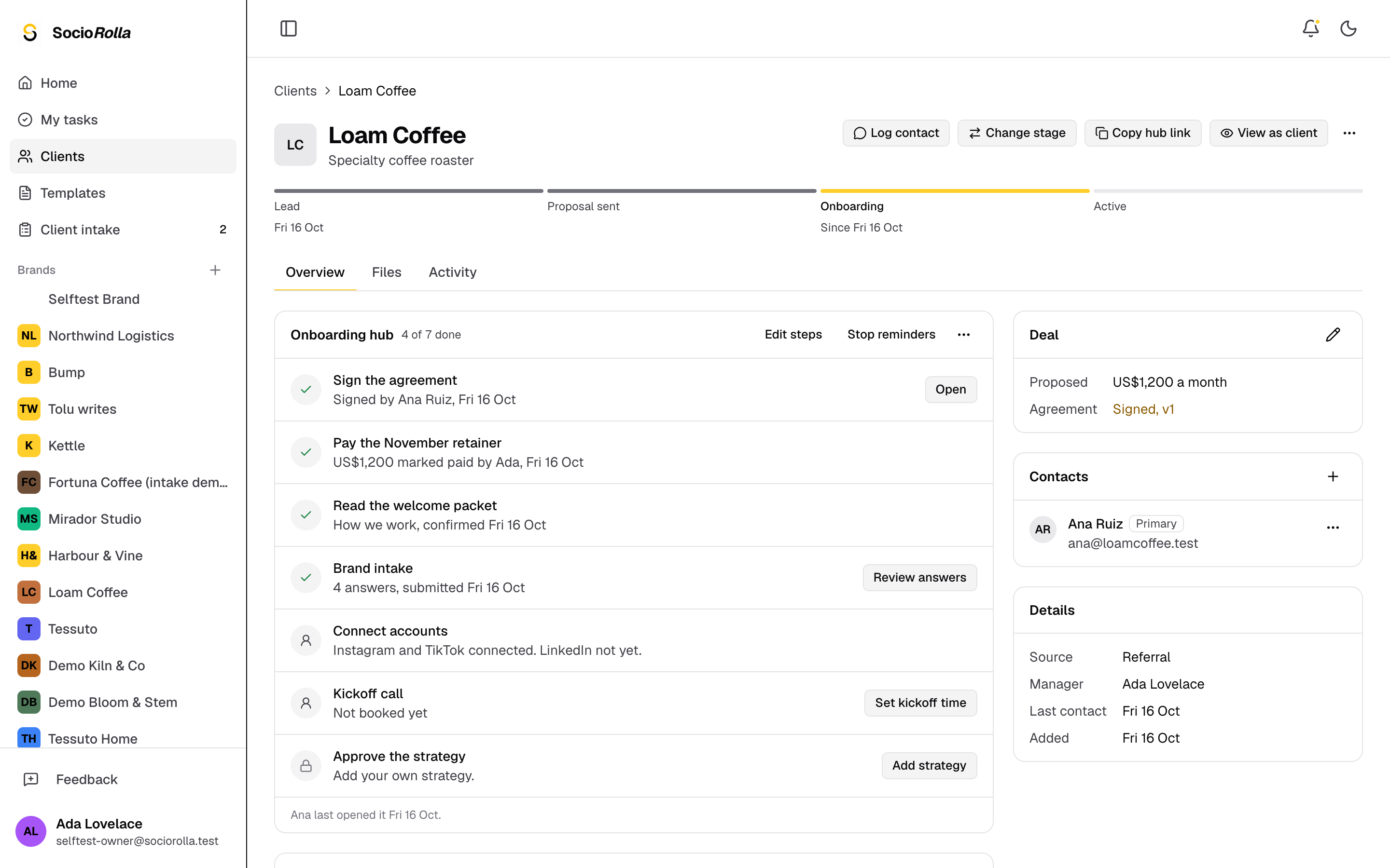 Step 3: When the client sends their intake, Review answers opens it.