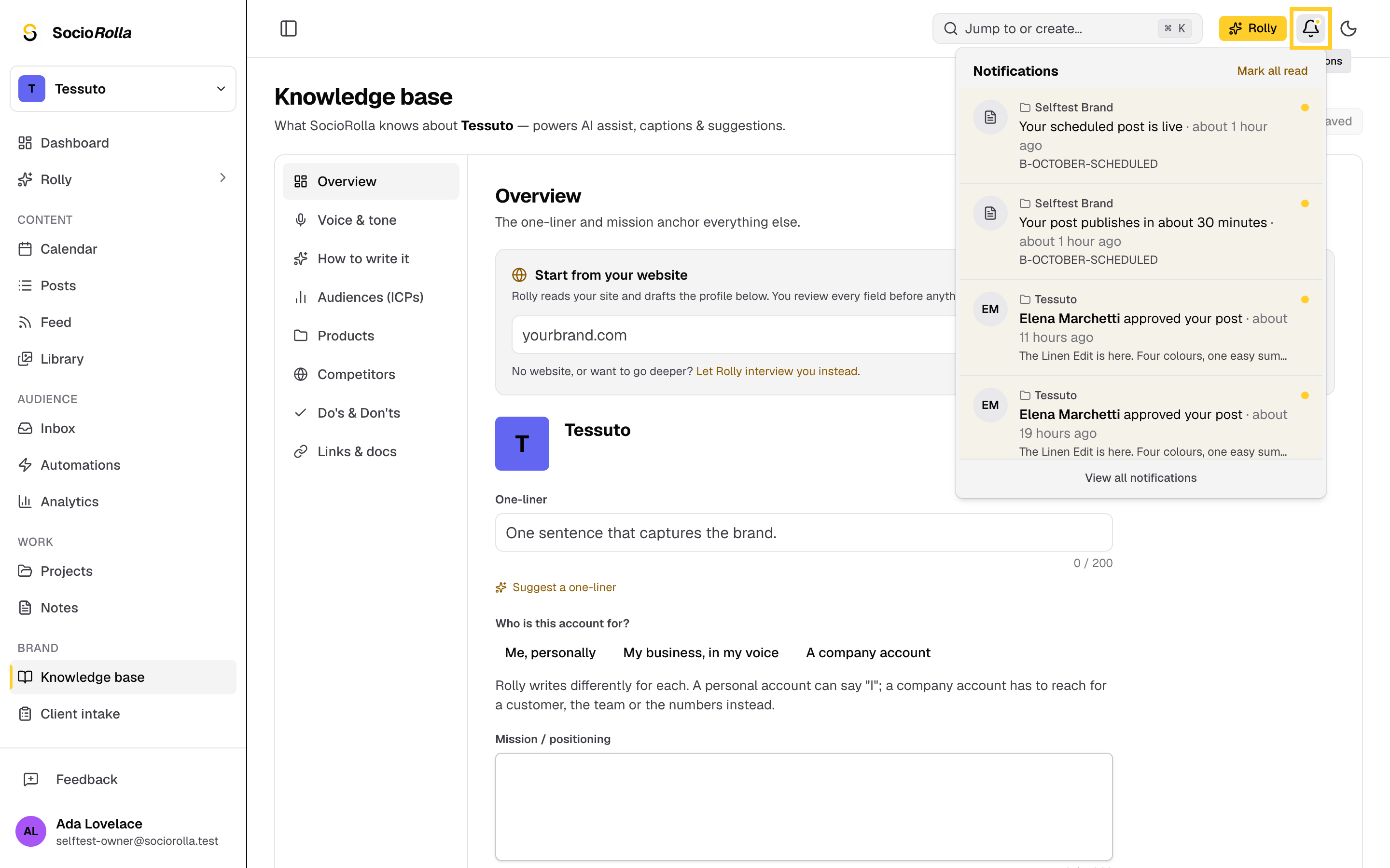 Step 8: The bell collects approvals, comments, tasks and publishing results.