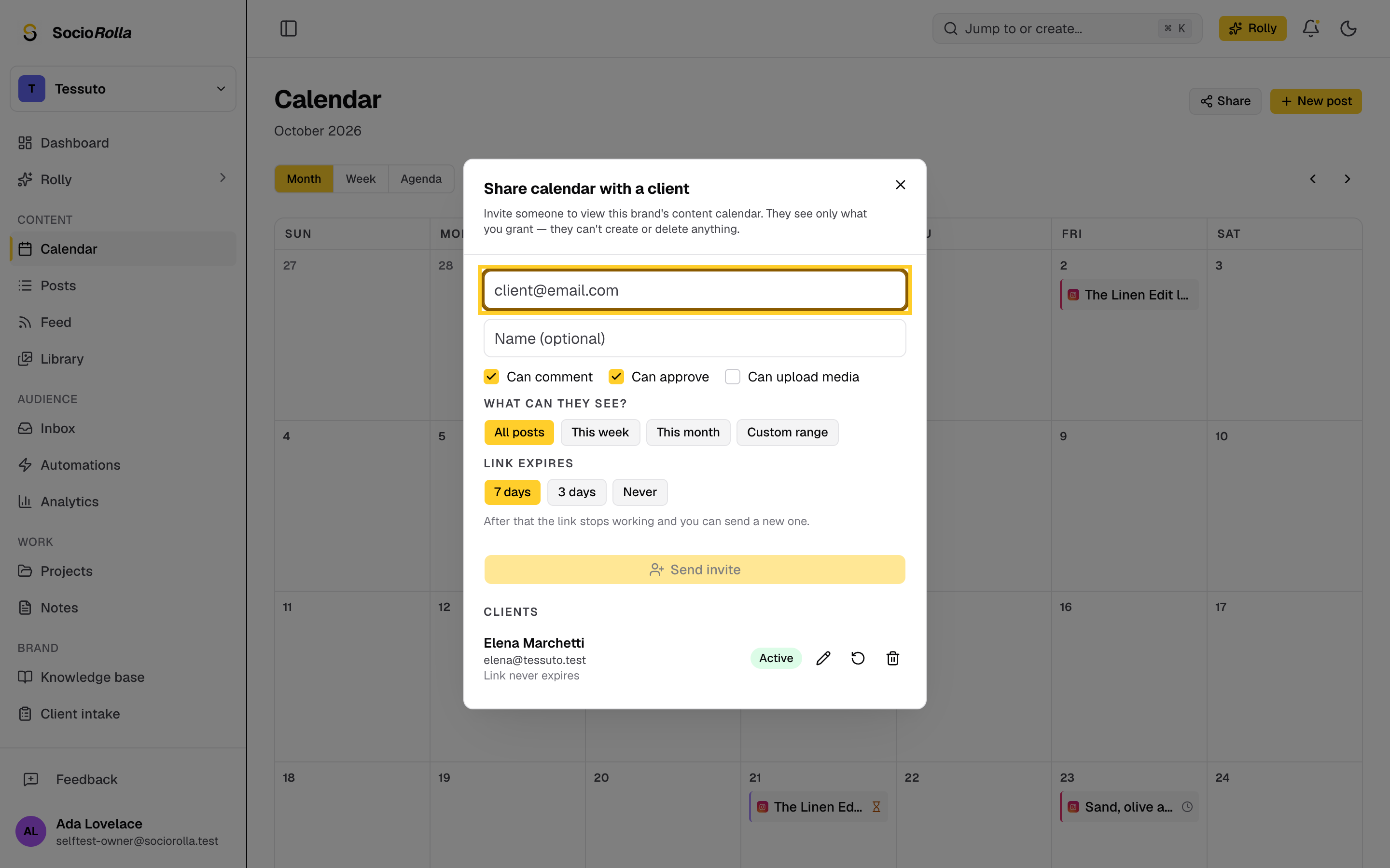 Step 2: Enter your client's email and name.