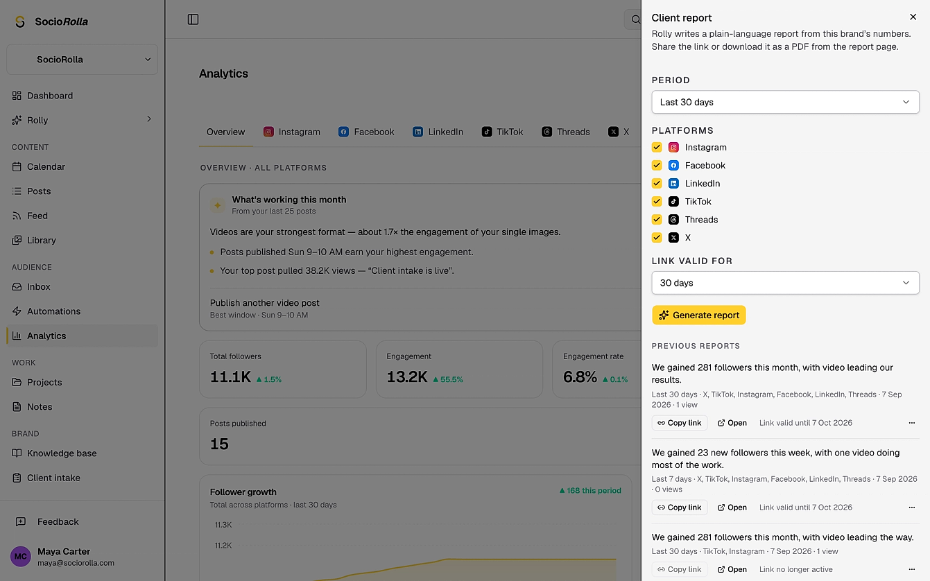 A client report, written from the brand’s numbers and shared as a link.