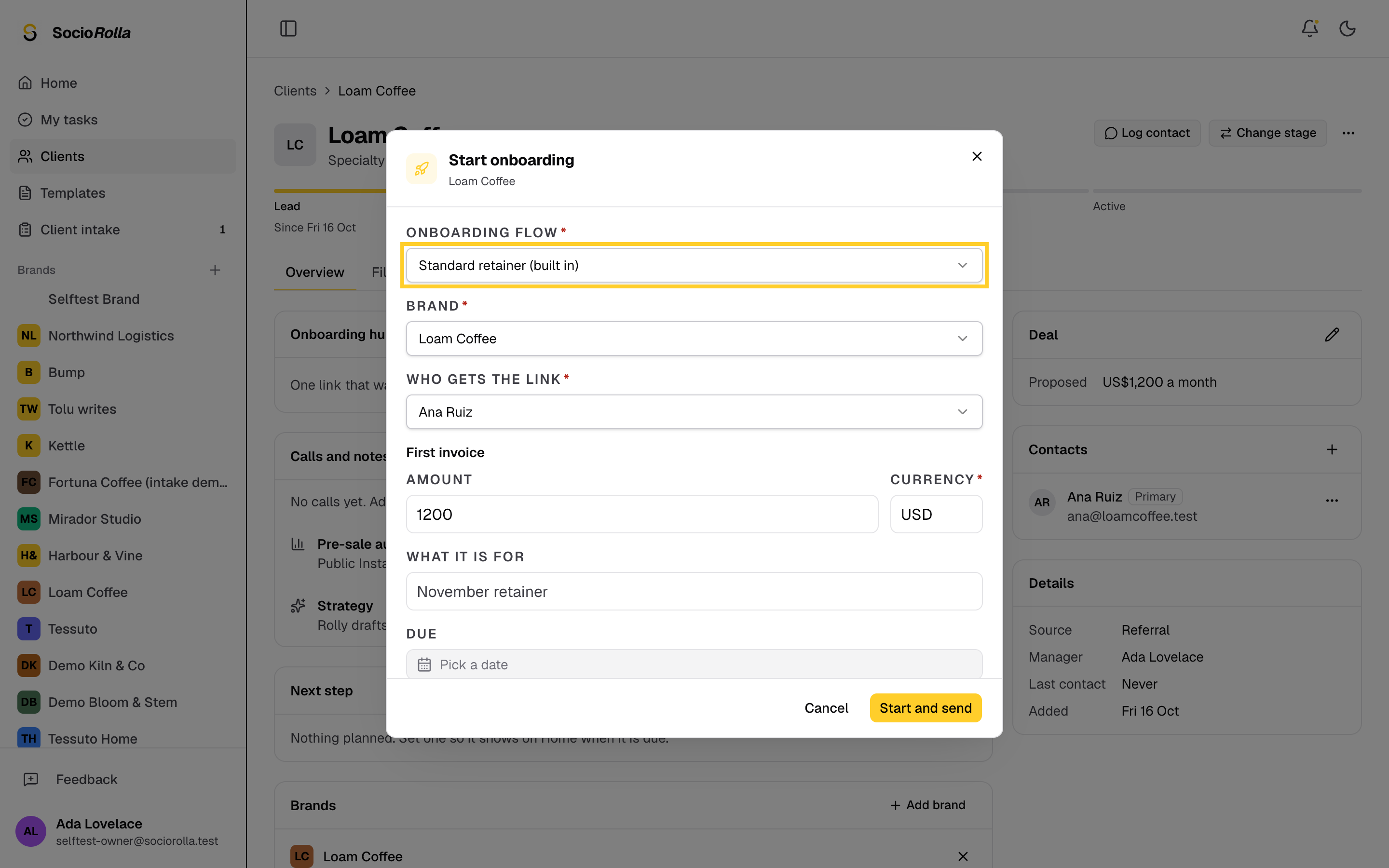 Step 4: Pick the onboarding flow this client should work through.