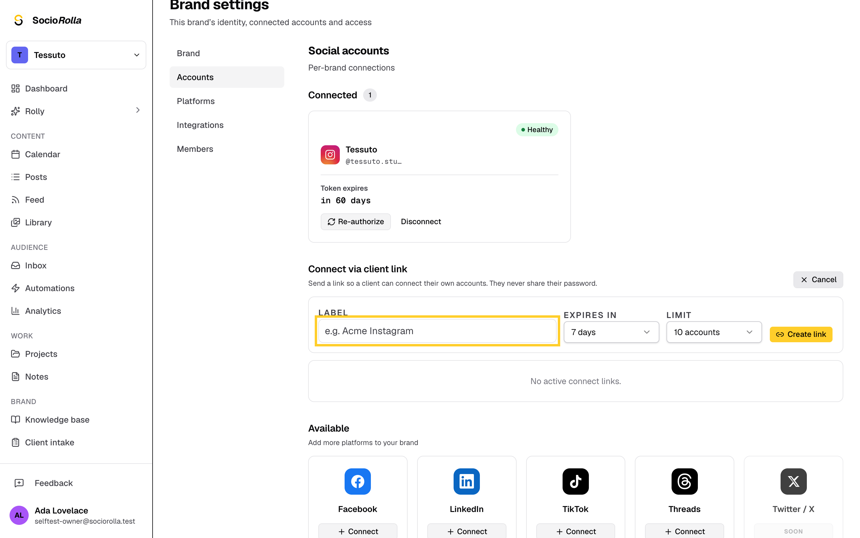 Step 3: Name the link, then choose how long it works and how many accounts it can add.