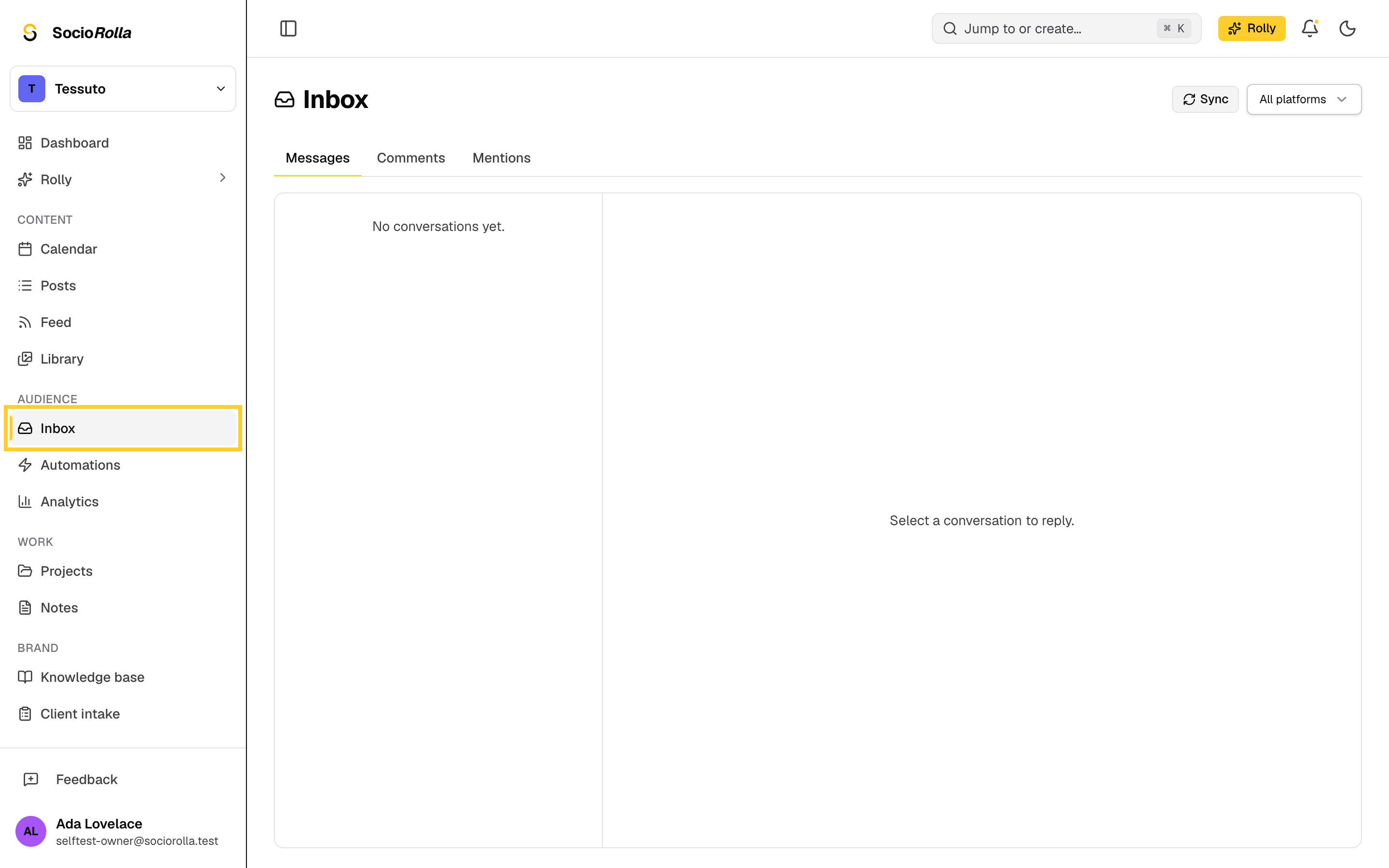 Step 4: Audience holds the inbox, automations and analytics.