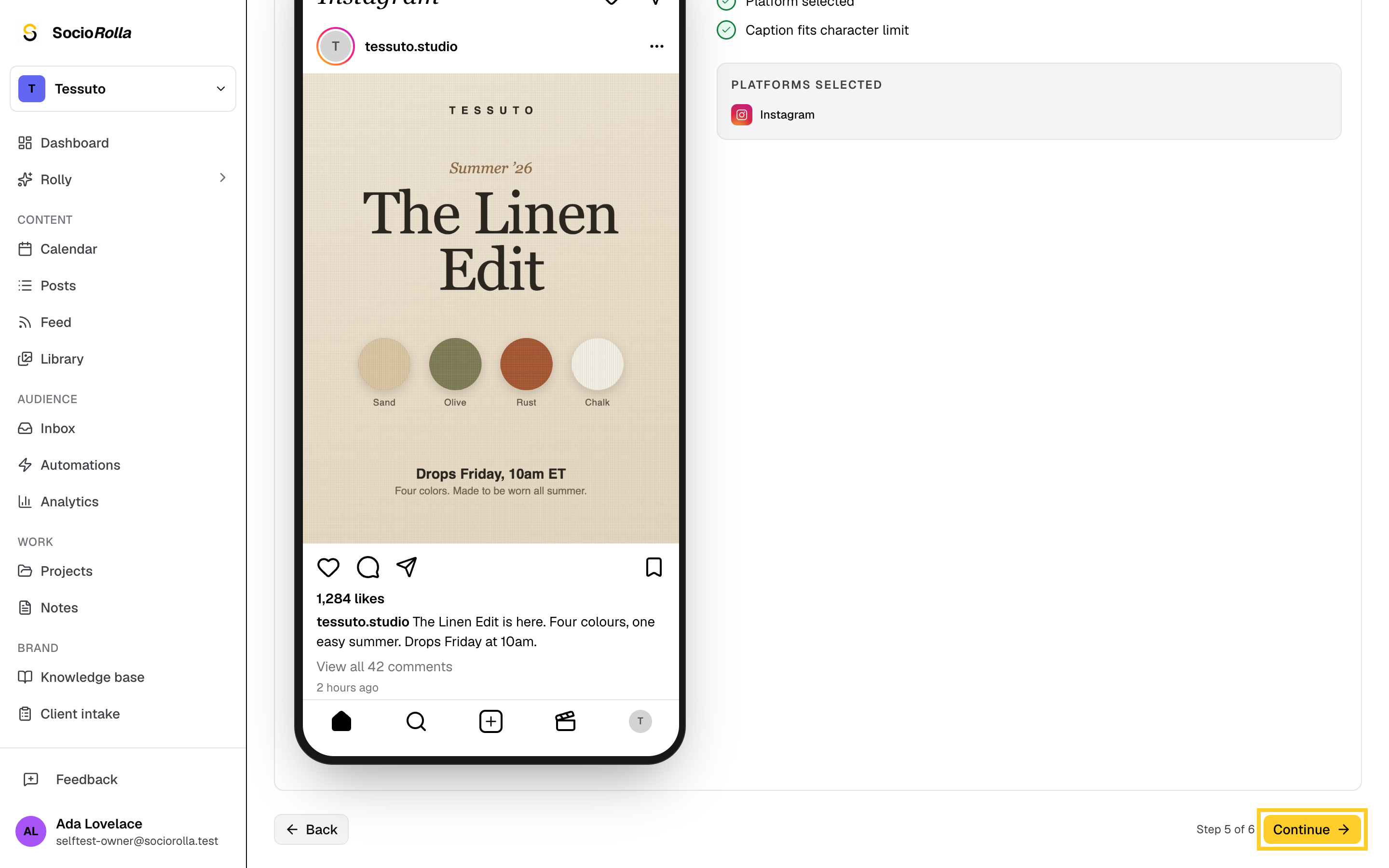 Step 6: The preview shows how the post will look on each platform.