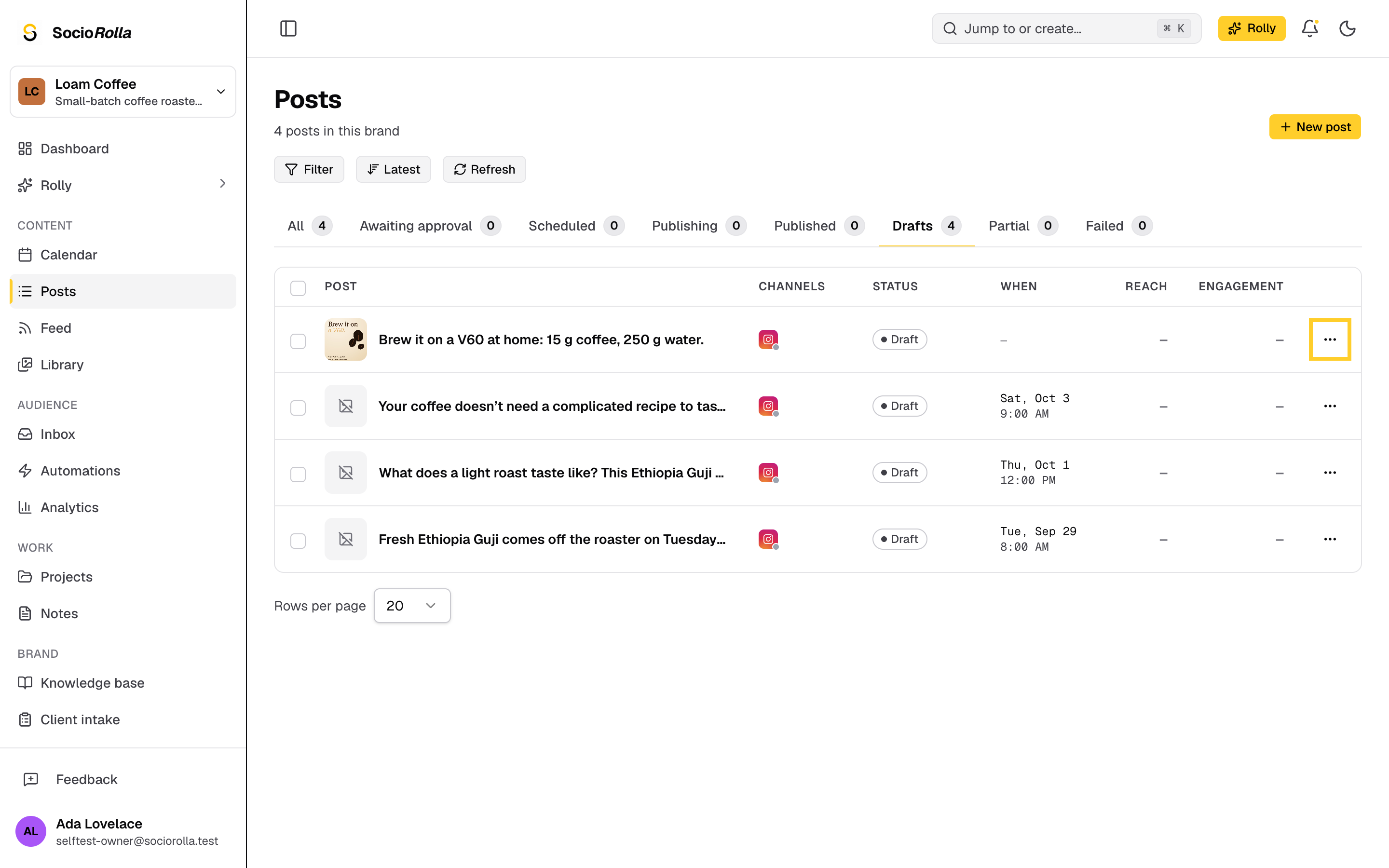 Step 4: Open the draft's menu and click Edit.