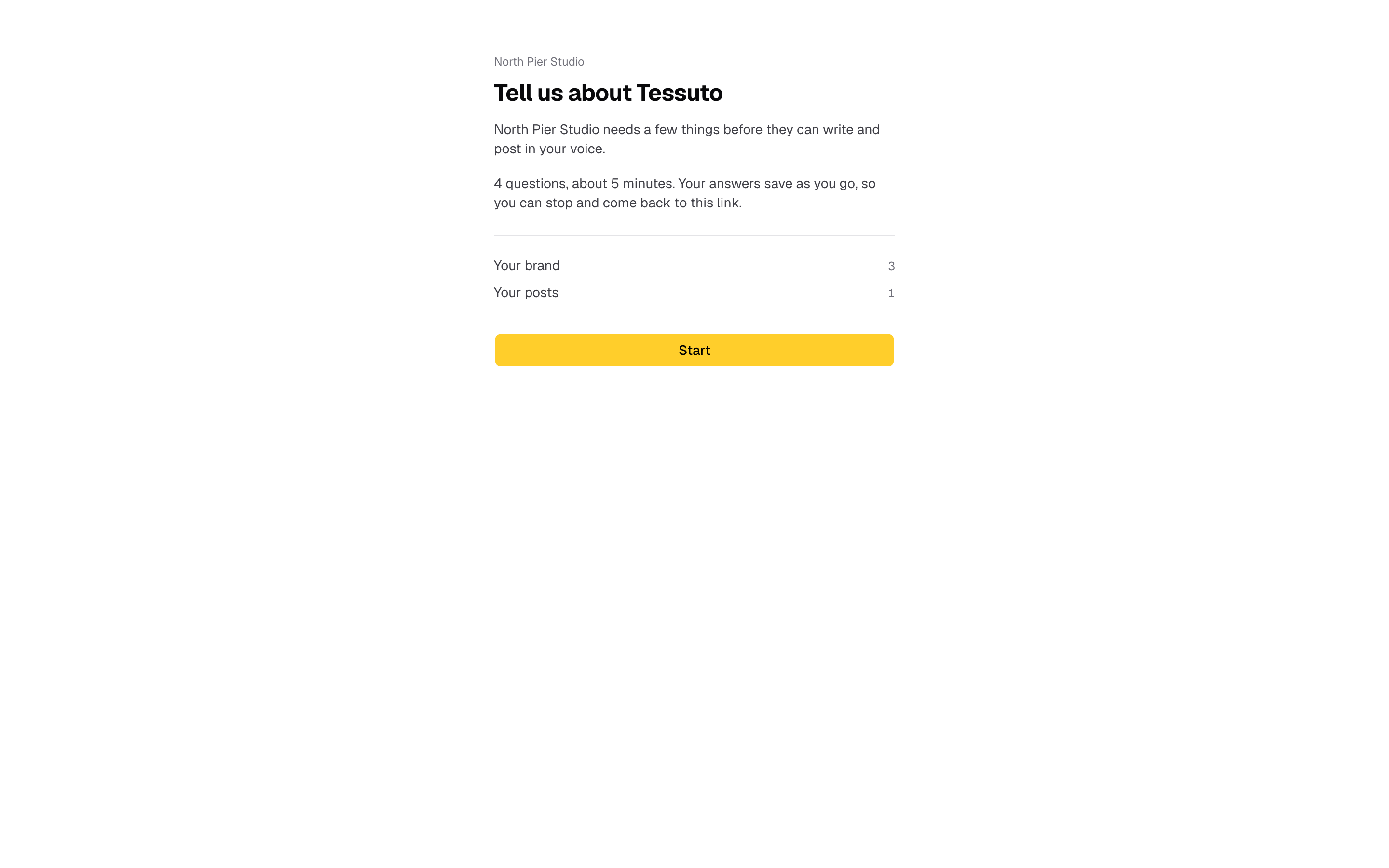Step 6: Your client opens the link. No account needed, and answers save as they go.