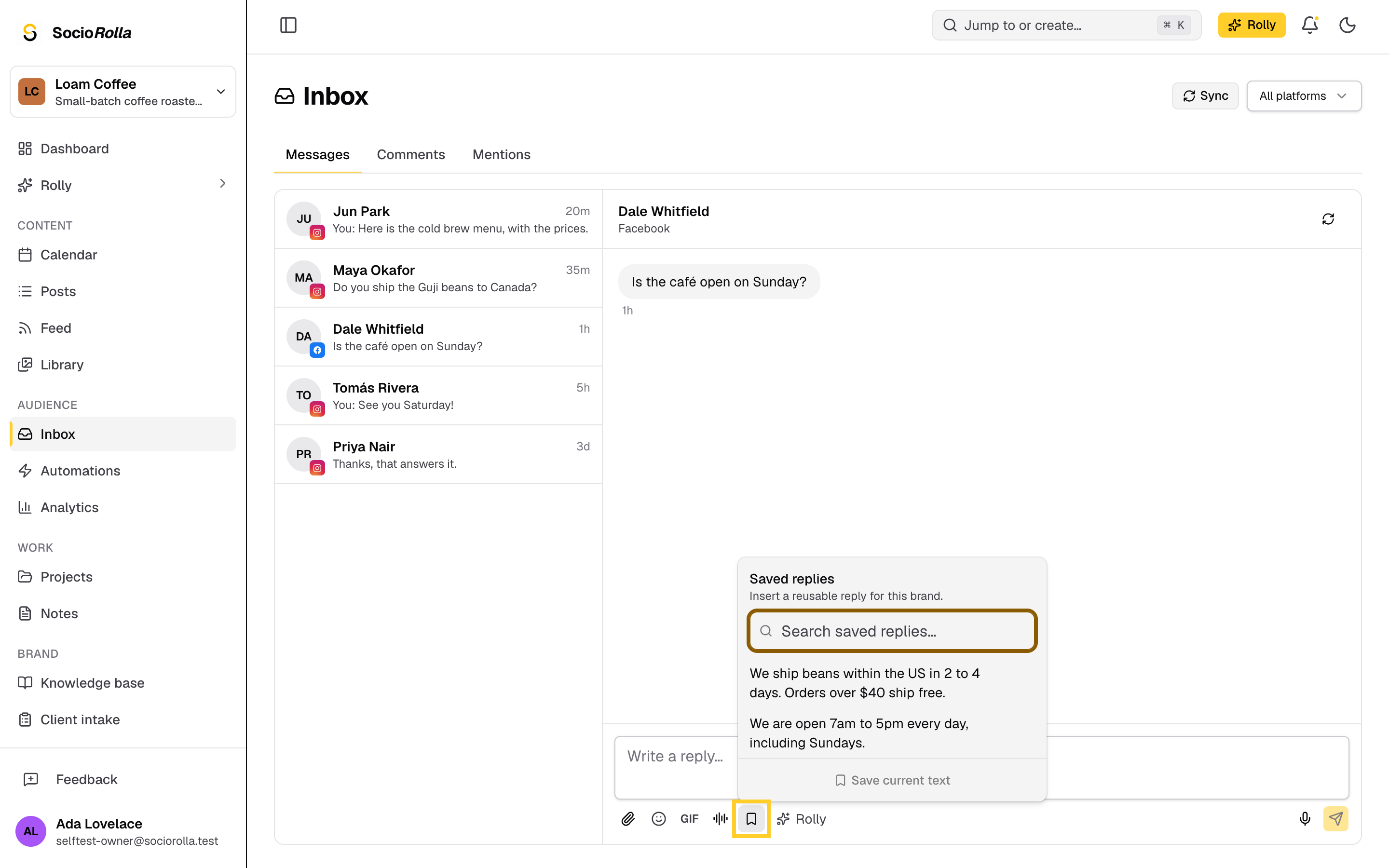 Step 6: Reuse a saved reply.