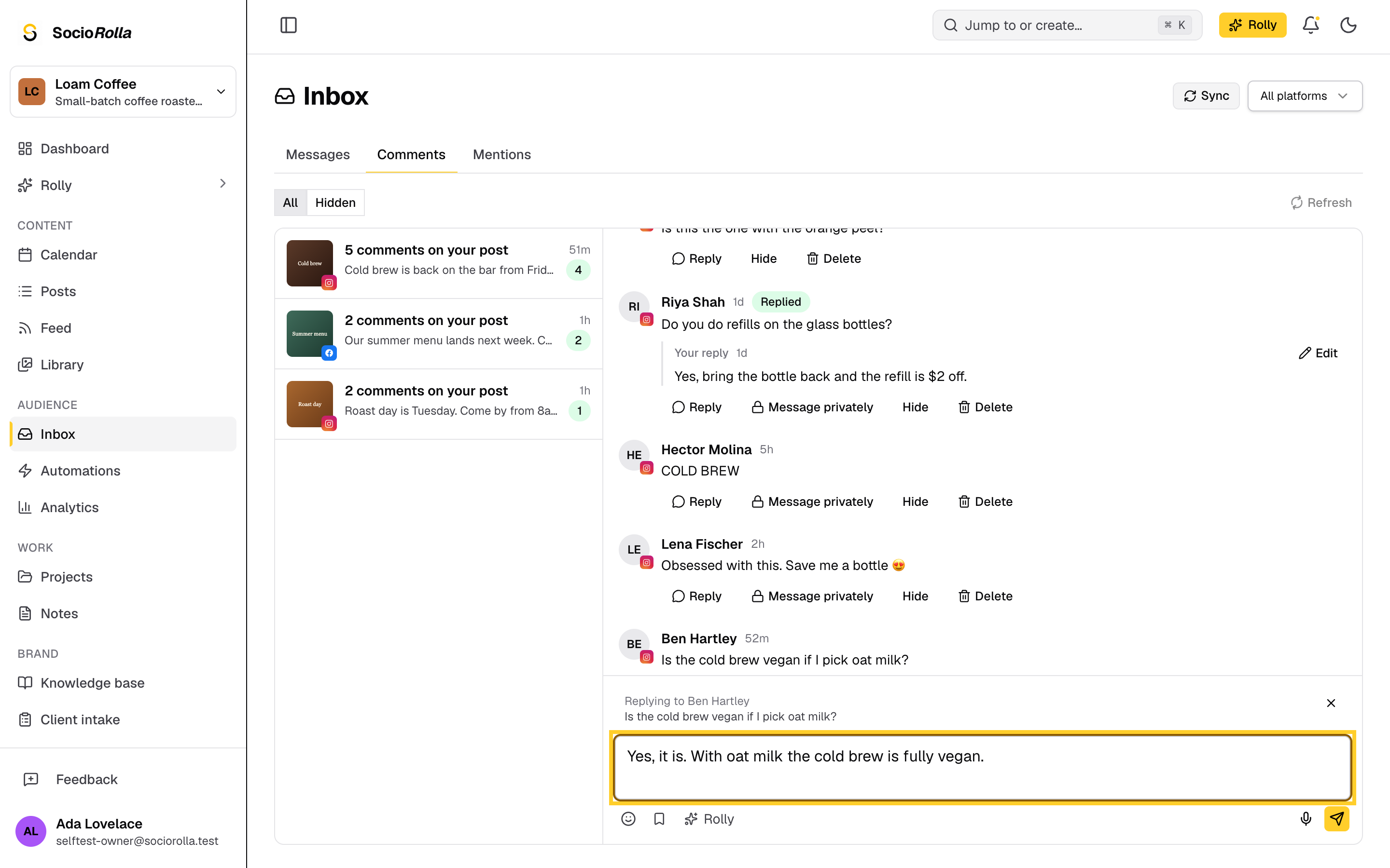 Step 3: Write the reply under the comment.