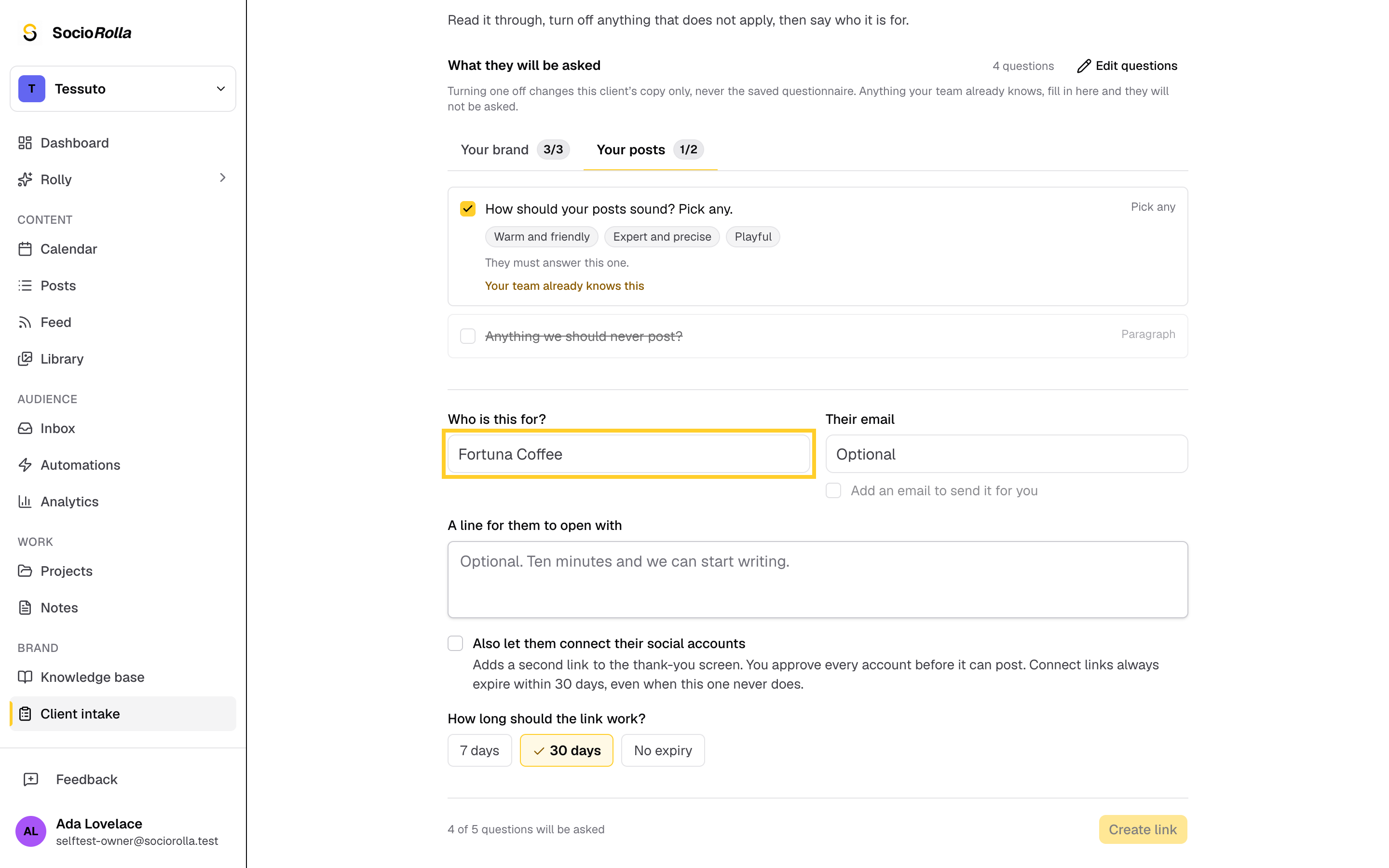 Step 4: Say who it's for. Add their email if you want it sent for you.