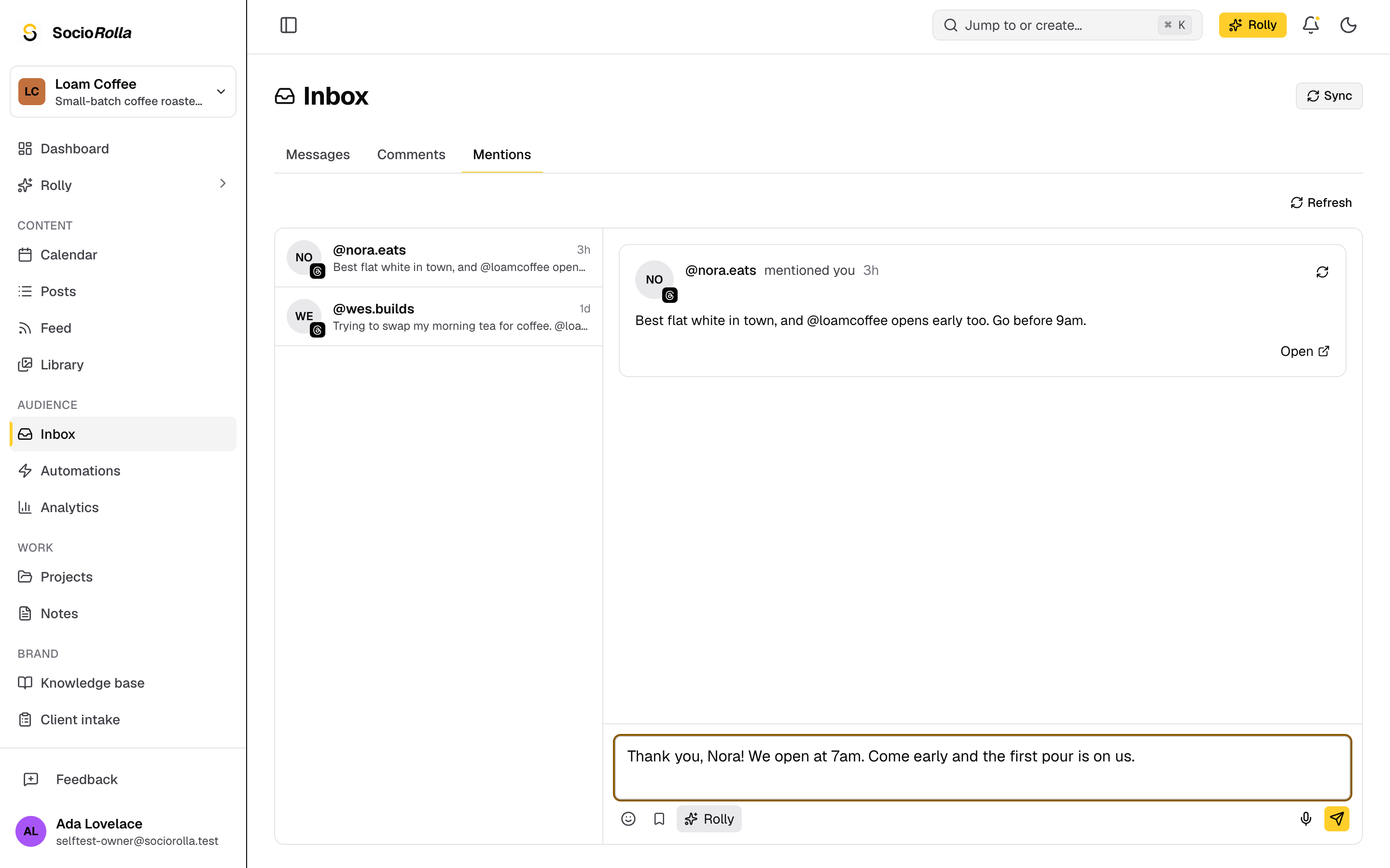 Step 3: Let Rolly draft the reply.