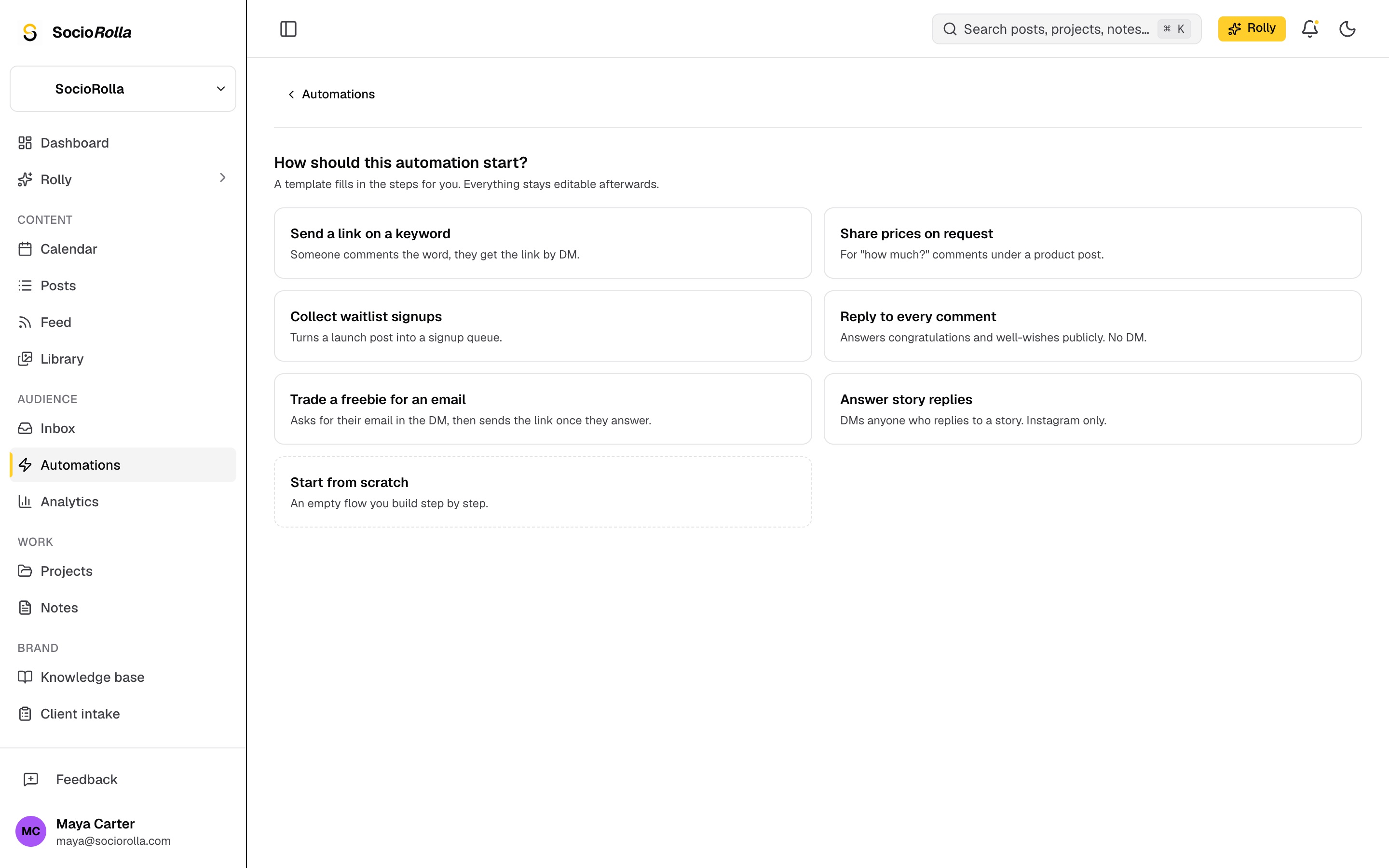 The automation template gallery.