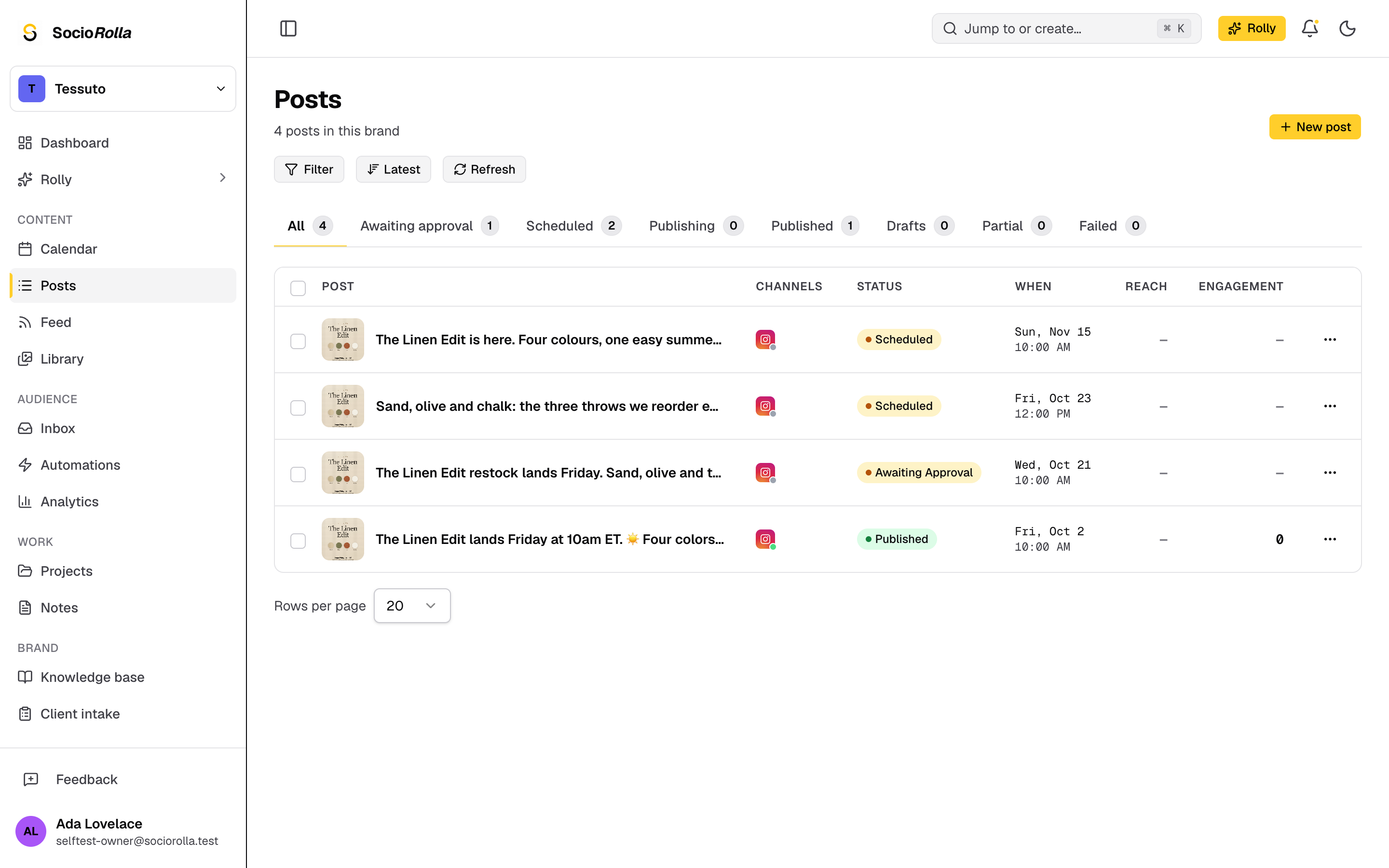 Step 9: Scheduled posts show in Posts and on the calendar until they go out.