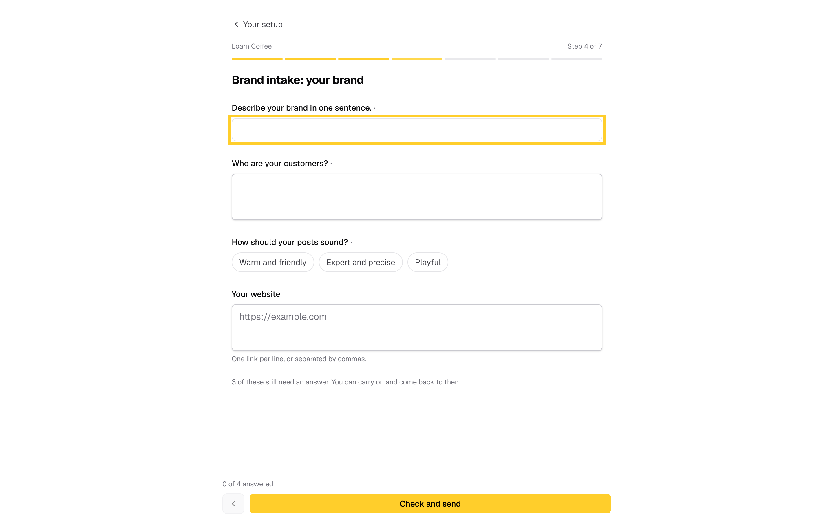 Step 12: They answer your intake questions. Every answer saves as they go.
