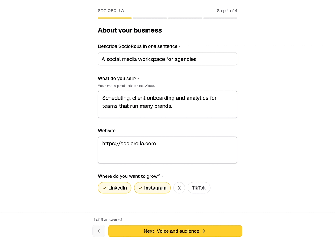 The intake form a client fills in, with no account to create.