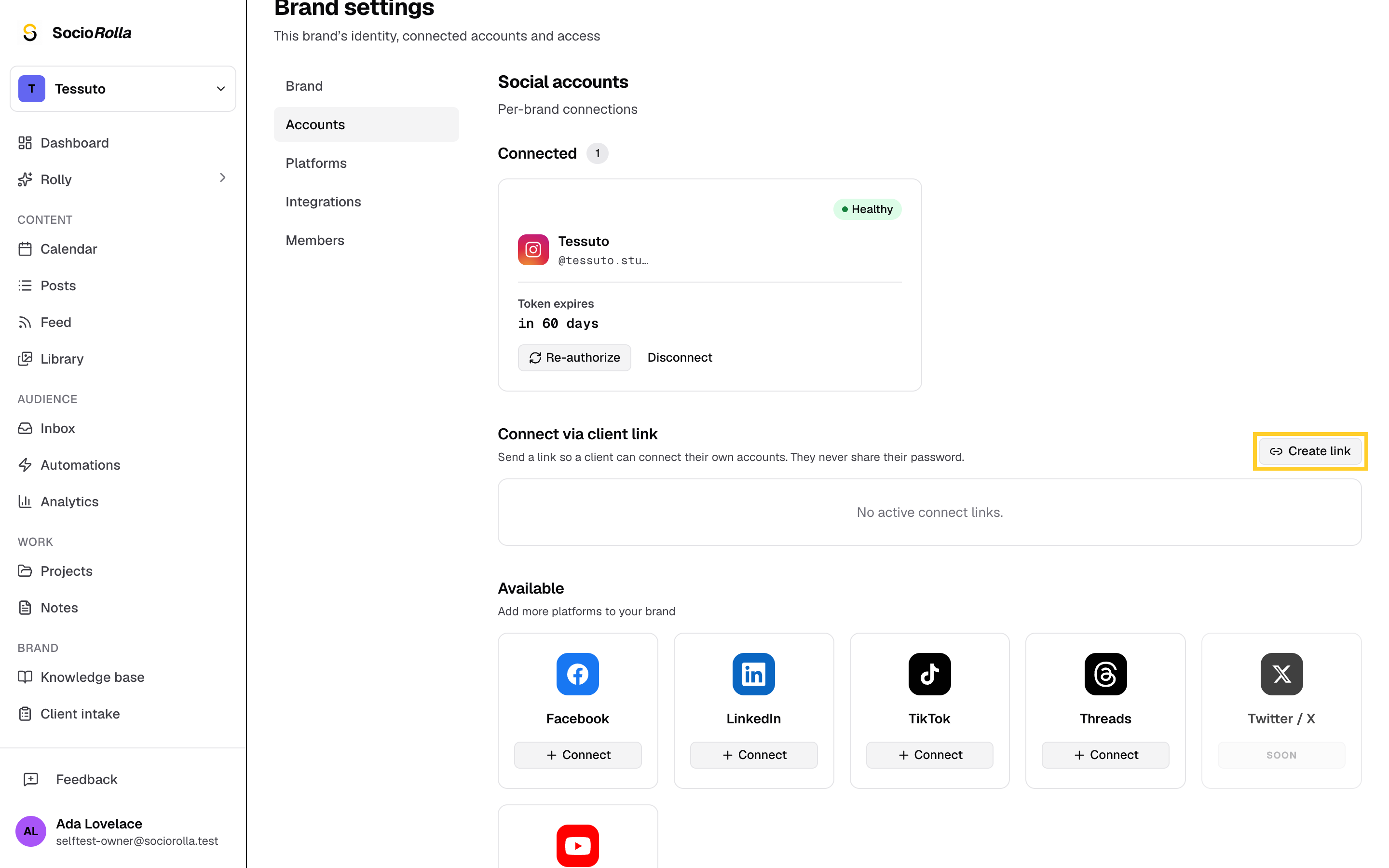 Step 2: Click Create link to start a new one.