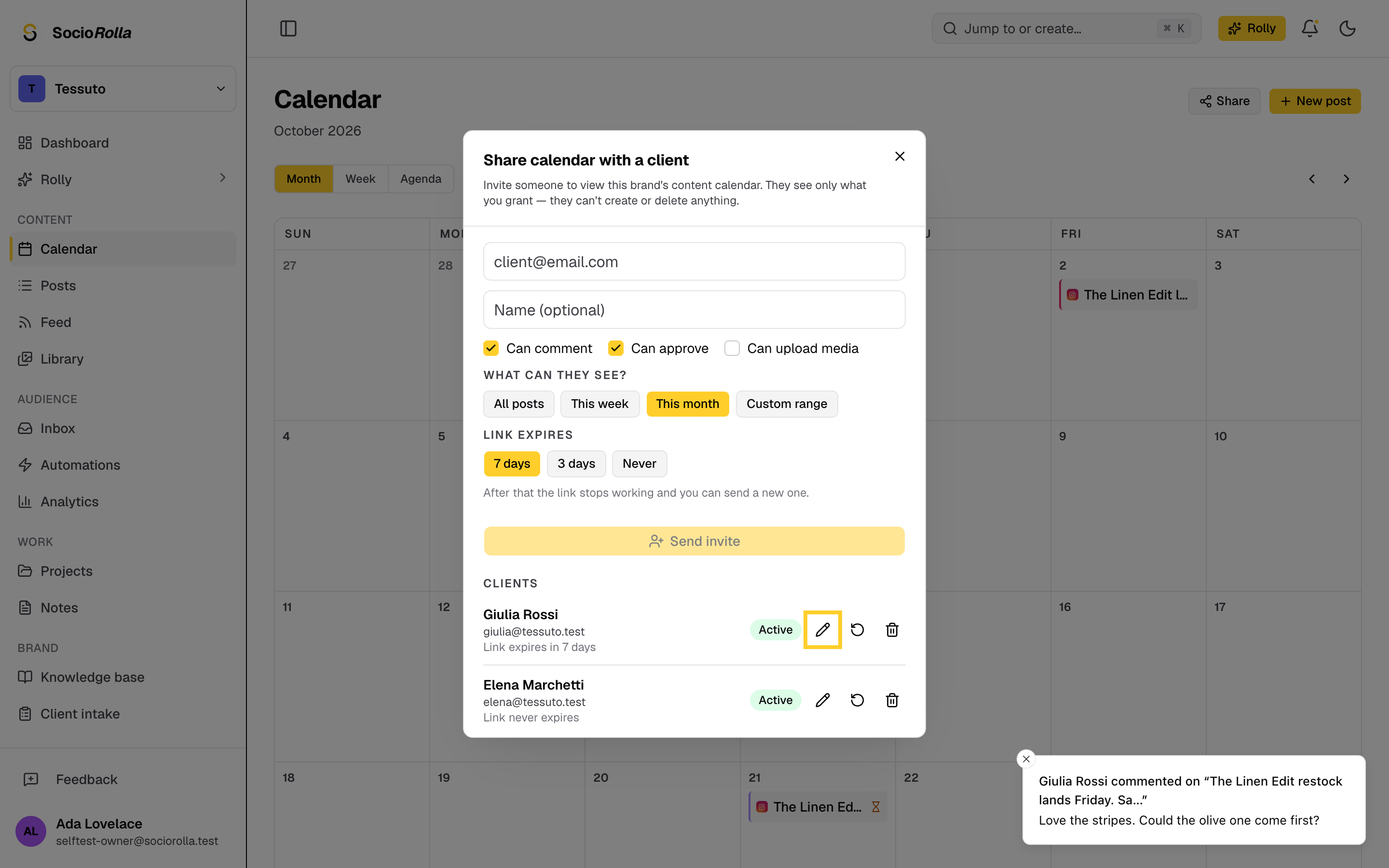 Step 8: Edit what they can see, resend the link or revoke it from Share.