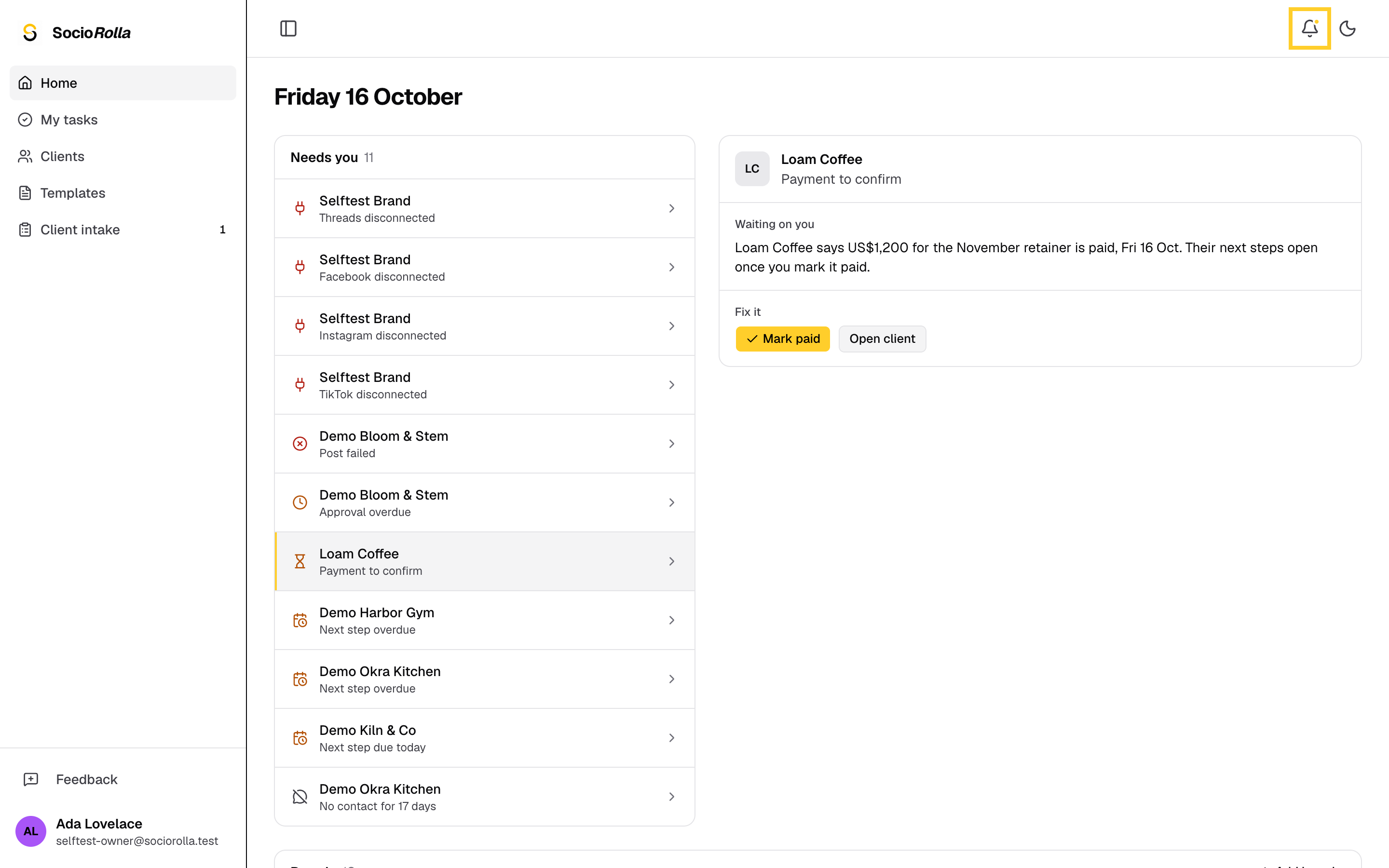Step 4: Each step the client finishes sends you a notification.
