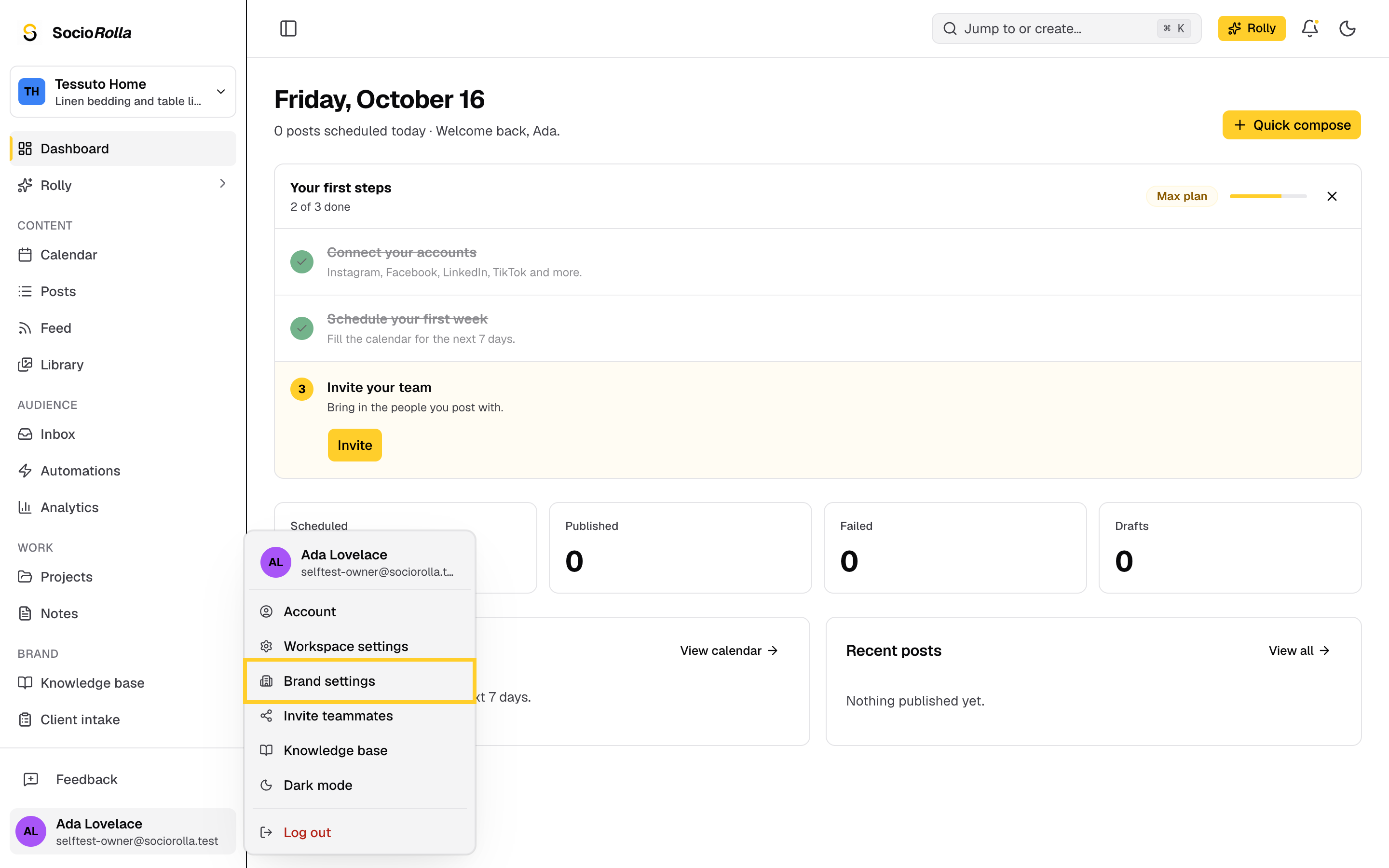 Step 2: Choose Brand settings for the brand you are working in.