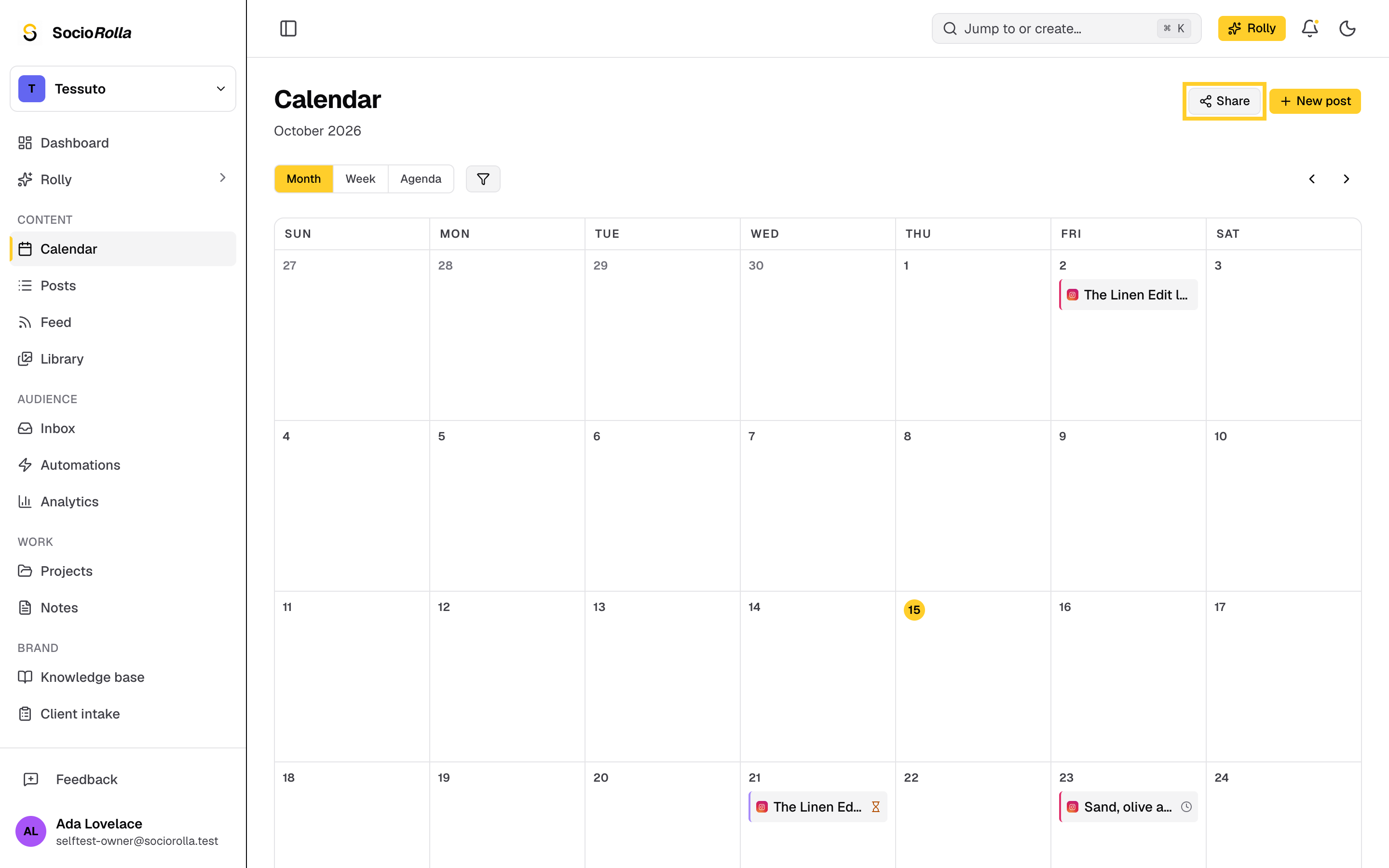 Step 1: On the calendar, click Share.