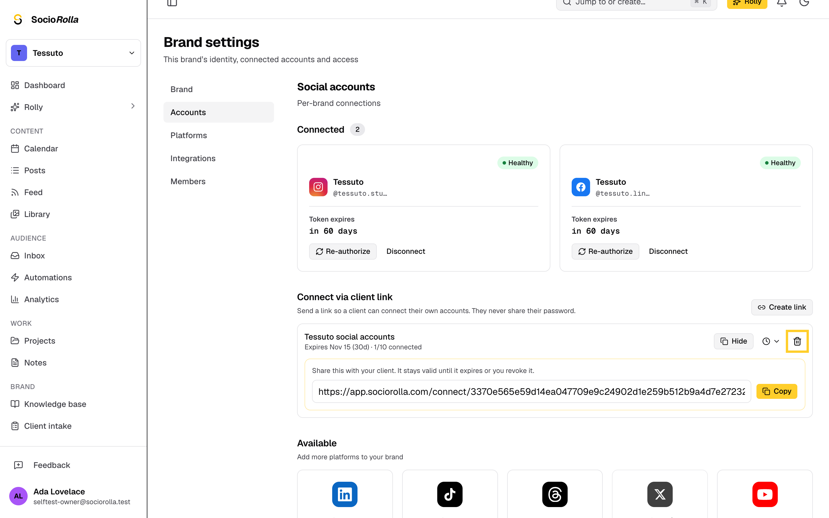 Step 11: Revoke the link when you're done, and the accounts it connected stay.