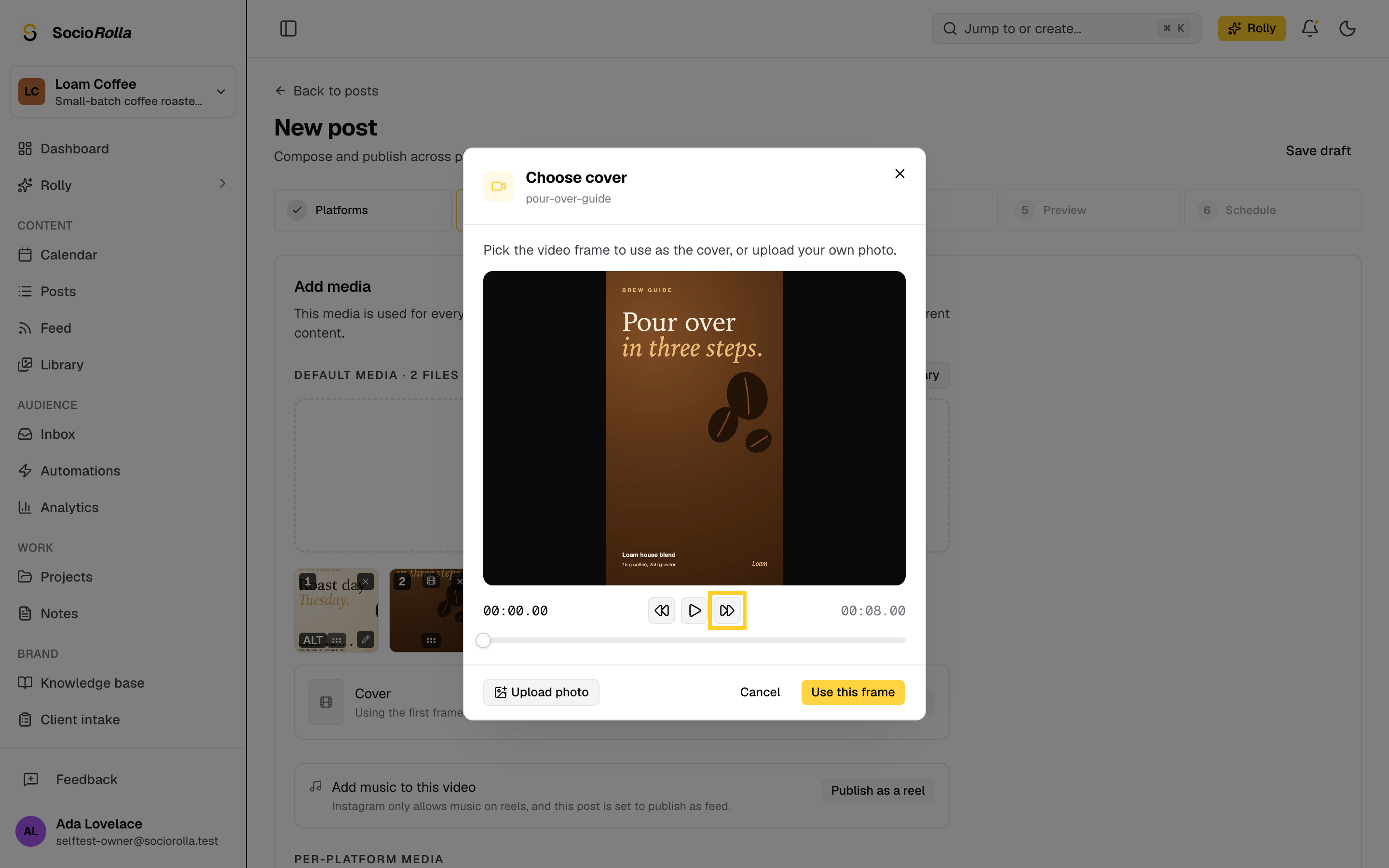 Step 7: Pick a moment in the video, or upload a photo.
