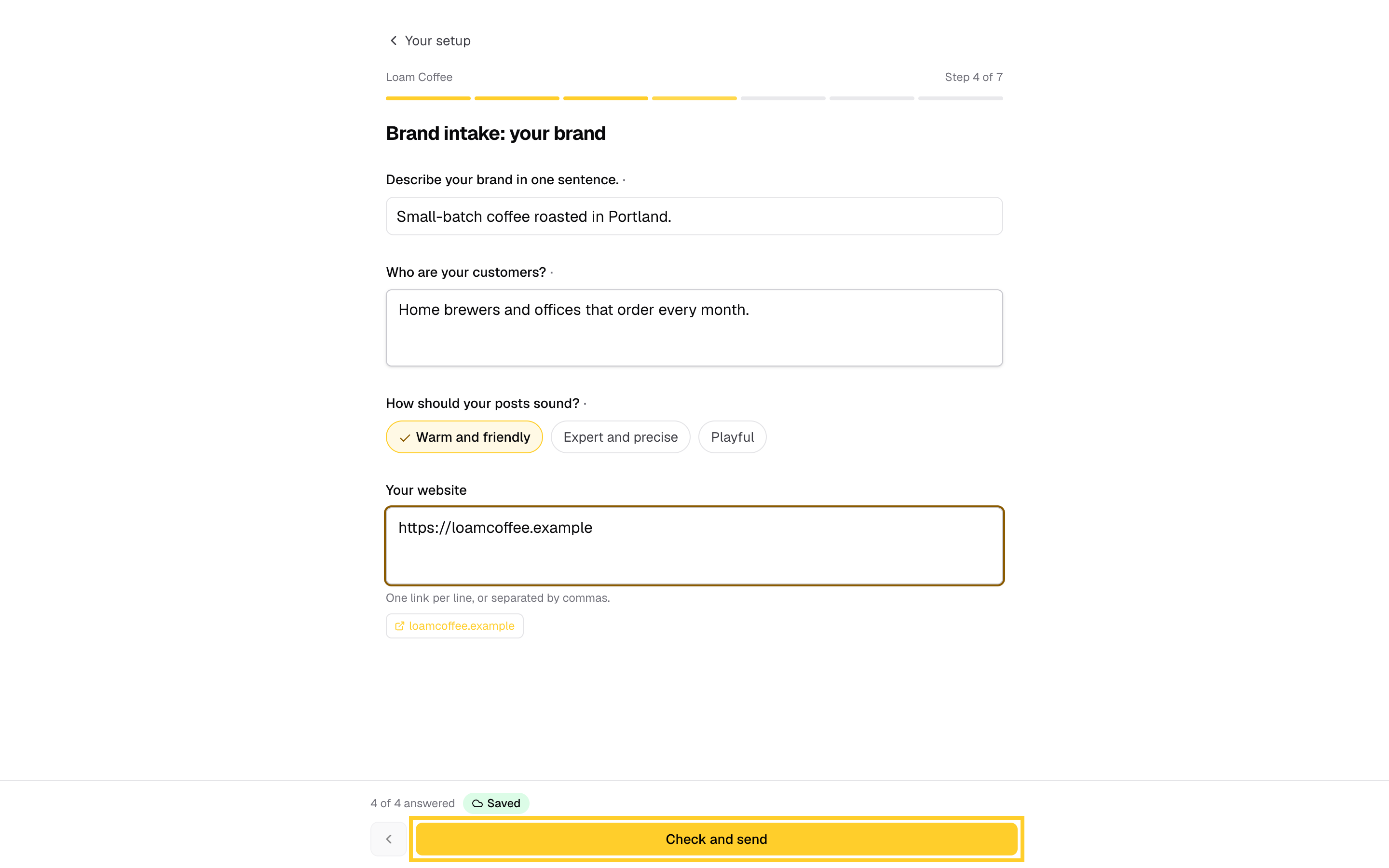 Step 13: Check and send shows their answers before they send them.
