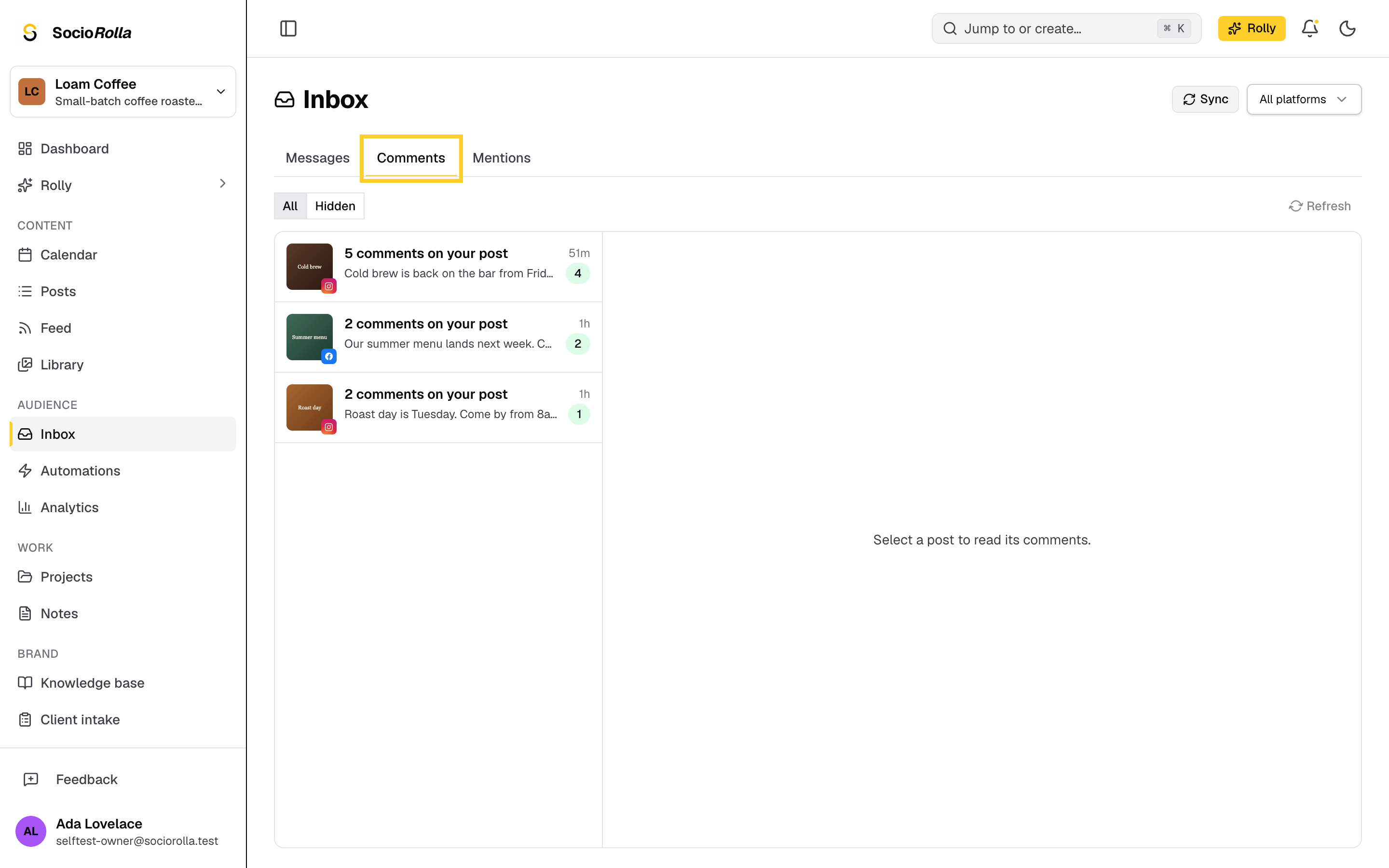 Step 1: Comments are grouped by post.