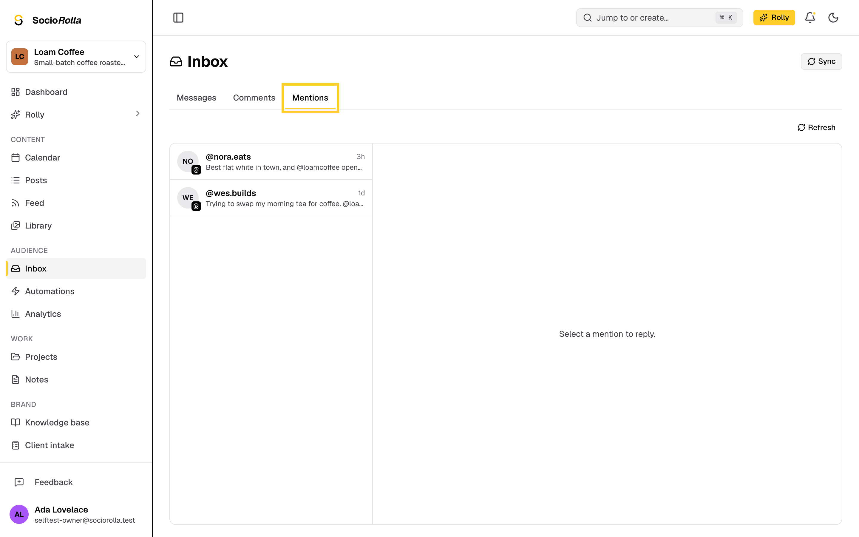 Step 1: Mentions lists public Threads posts that tag you.