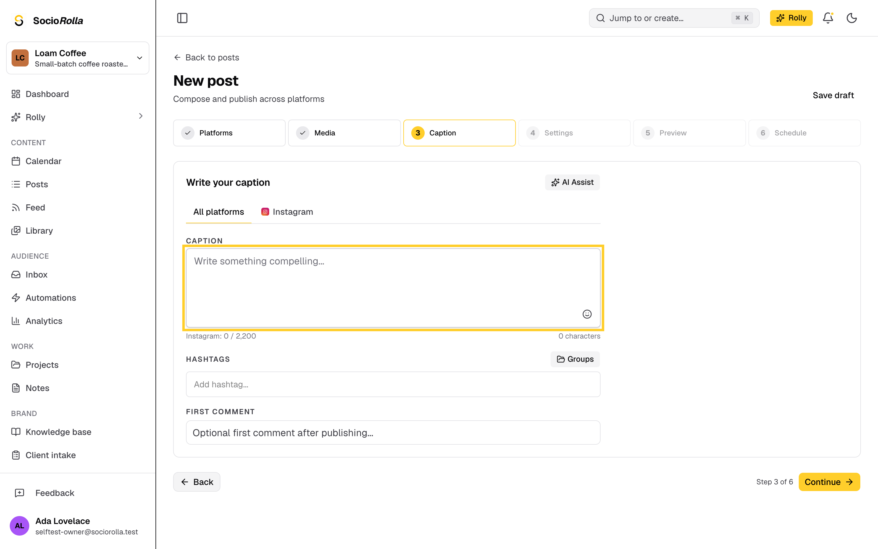 Step 2: Click Save draft to keep it for later.