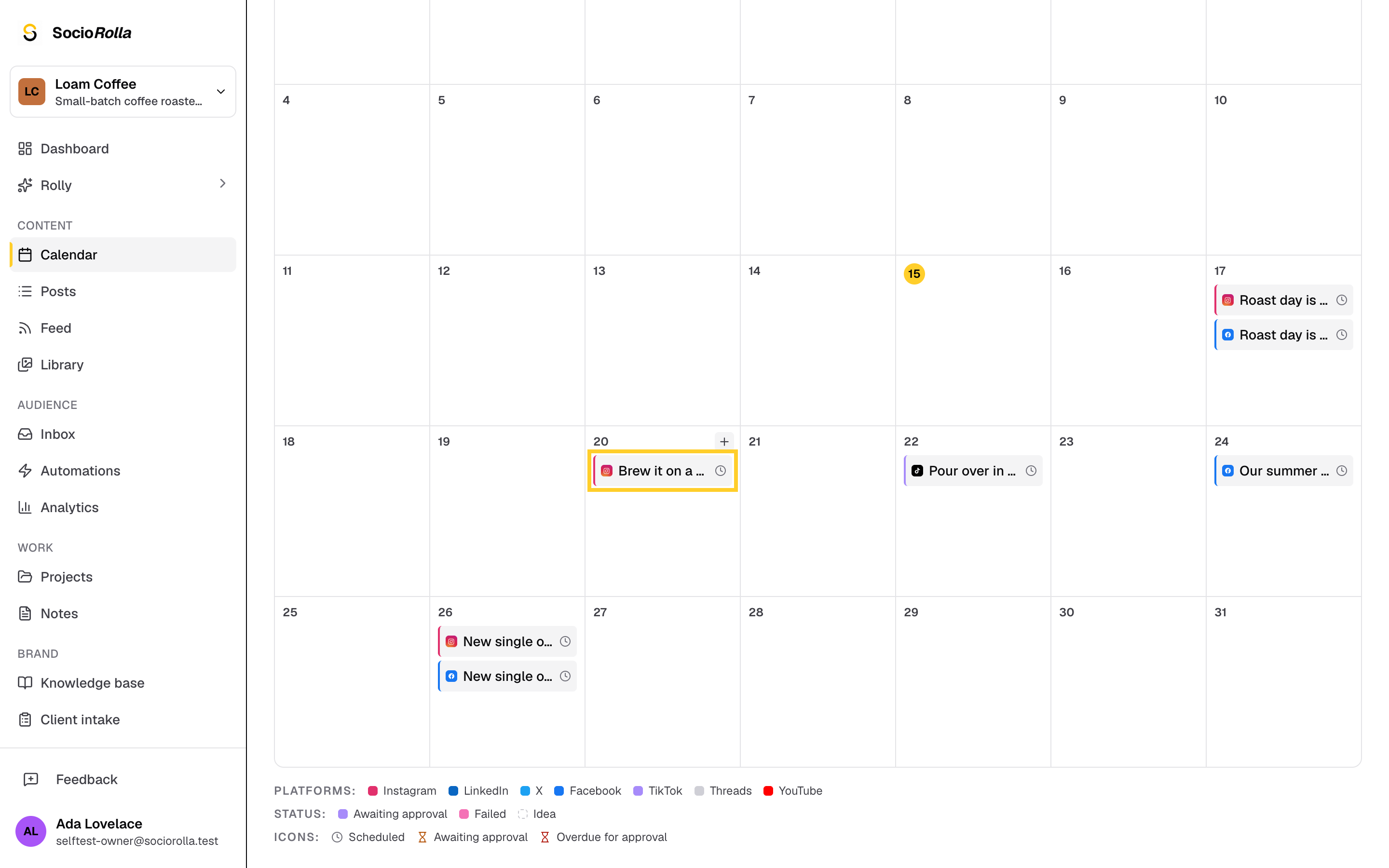 Step 4: Click a post to see it, edit it or share it for review.