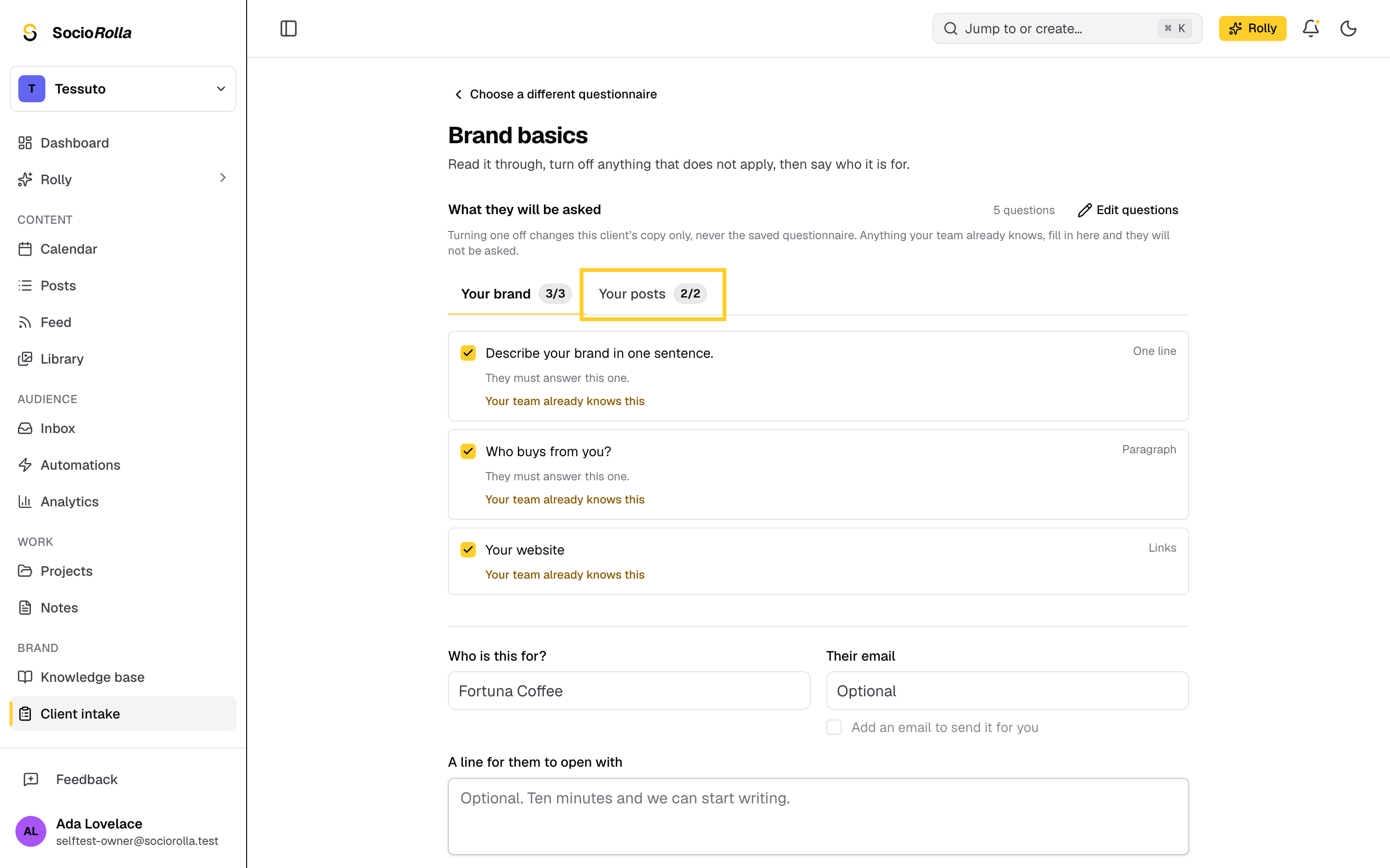 Step 3: Untick what doesn't apply, and fill in what your team already knows.
