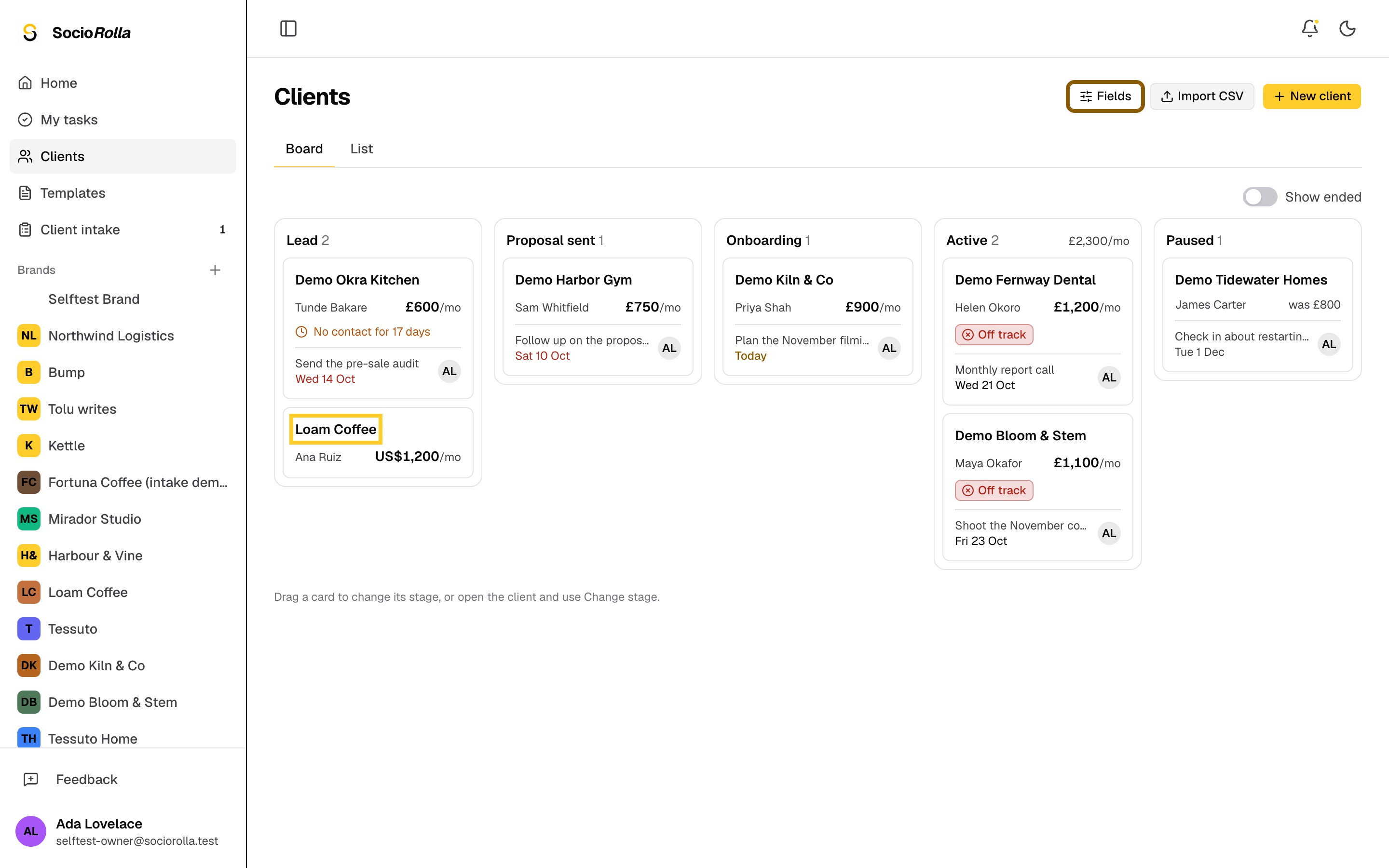 Step 6: Open a client to fill in the new field.