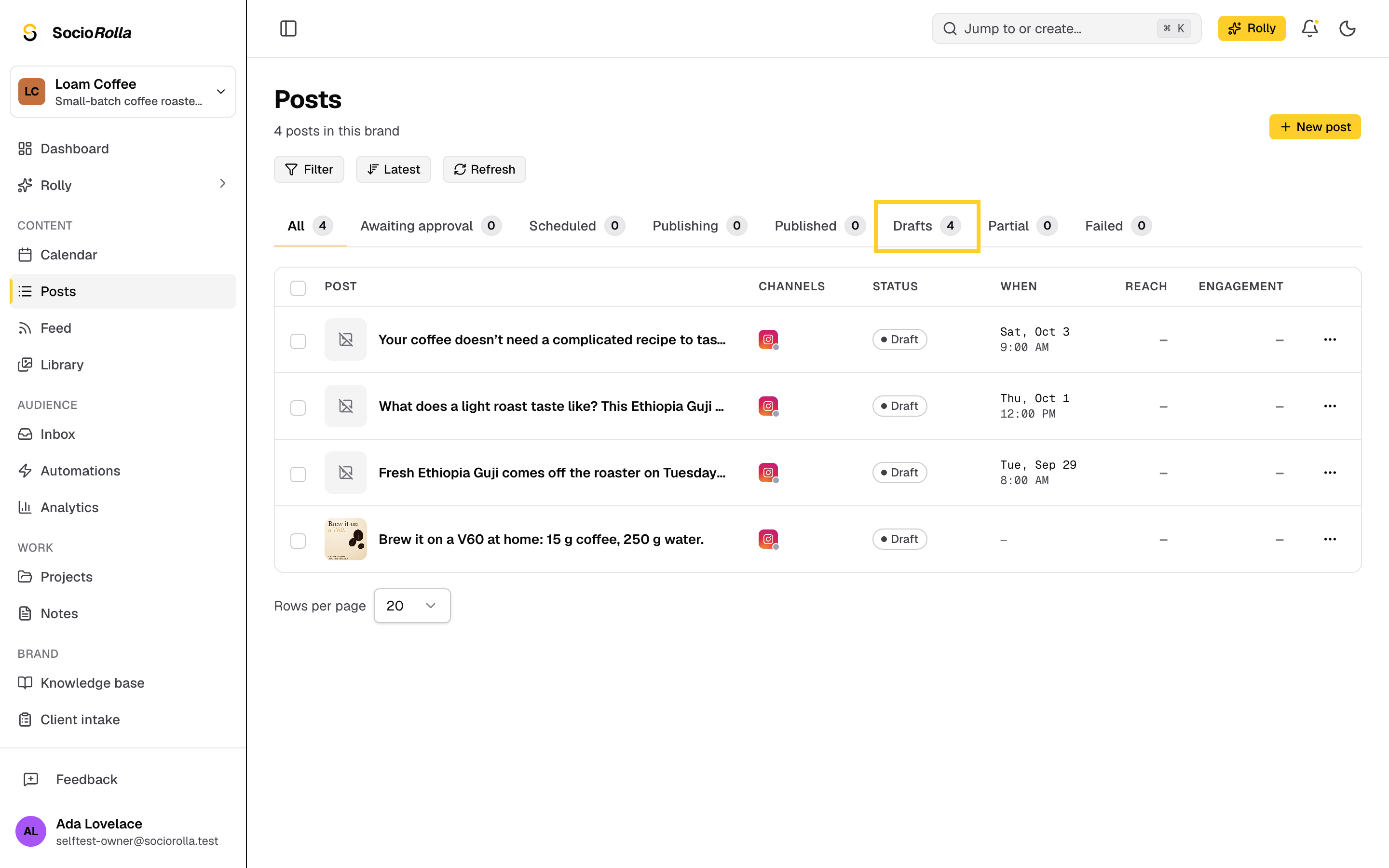 Step 3: Find it later under Posts, on the Drafts tab.