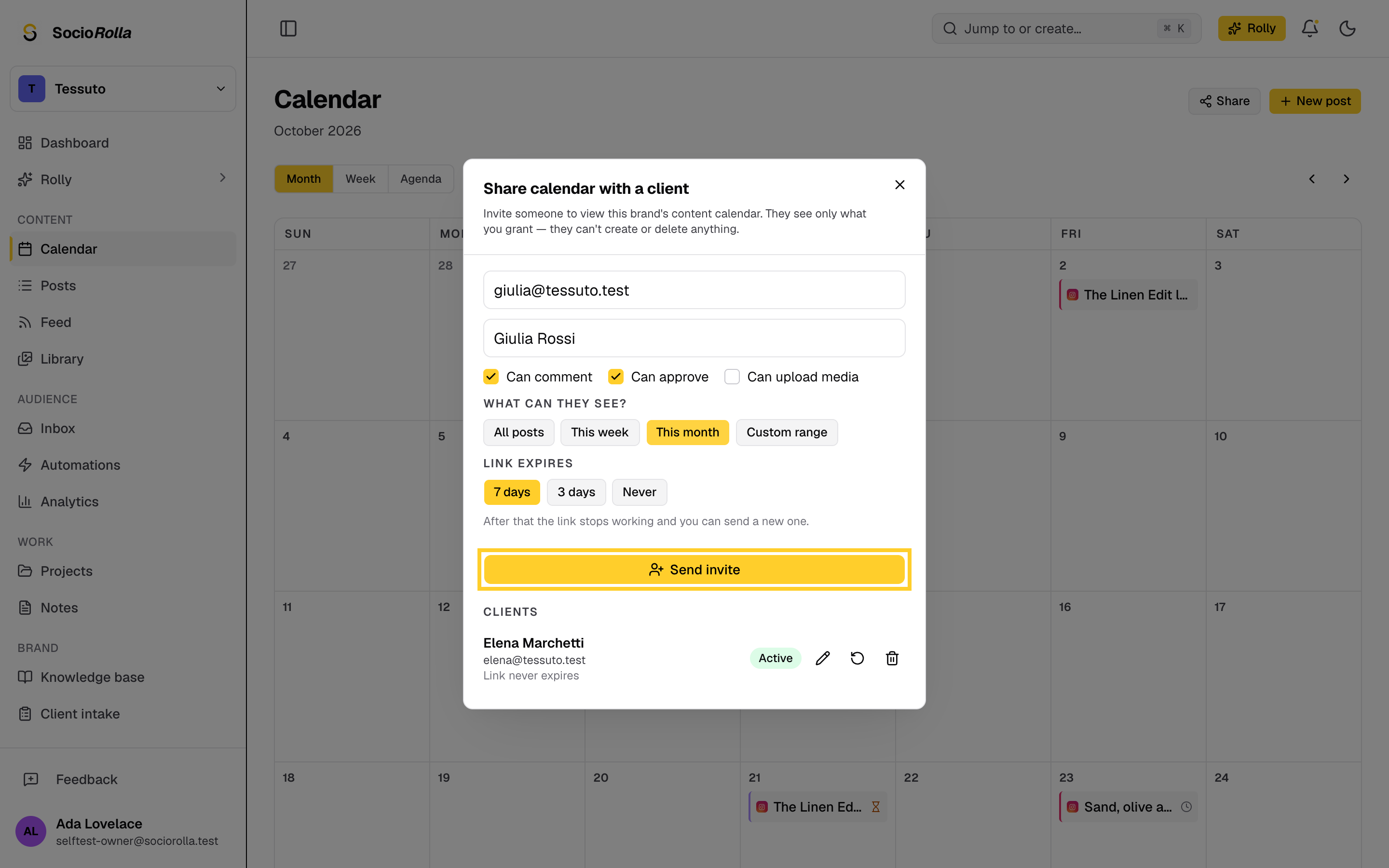 Step 4: Choose how long the link works, then send the invite.