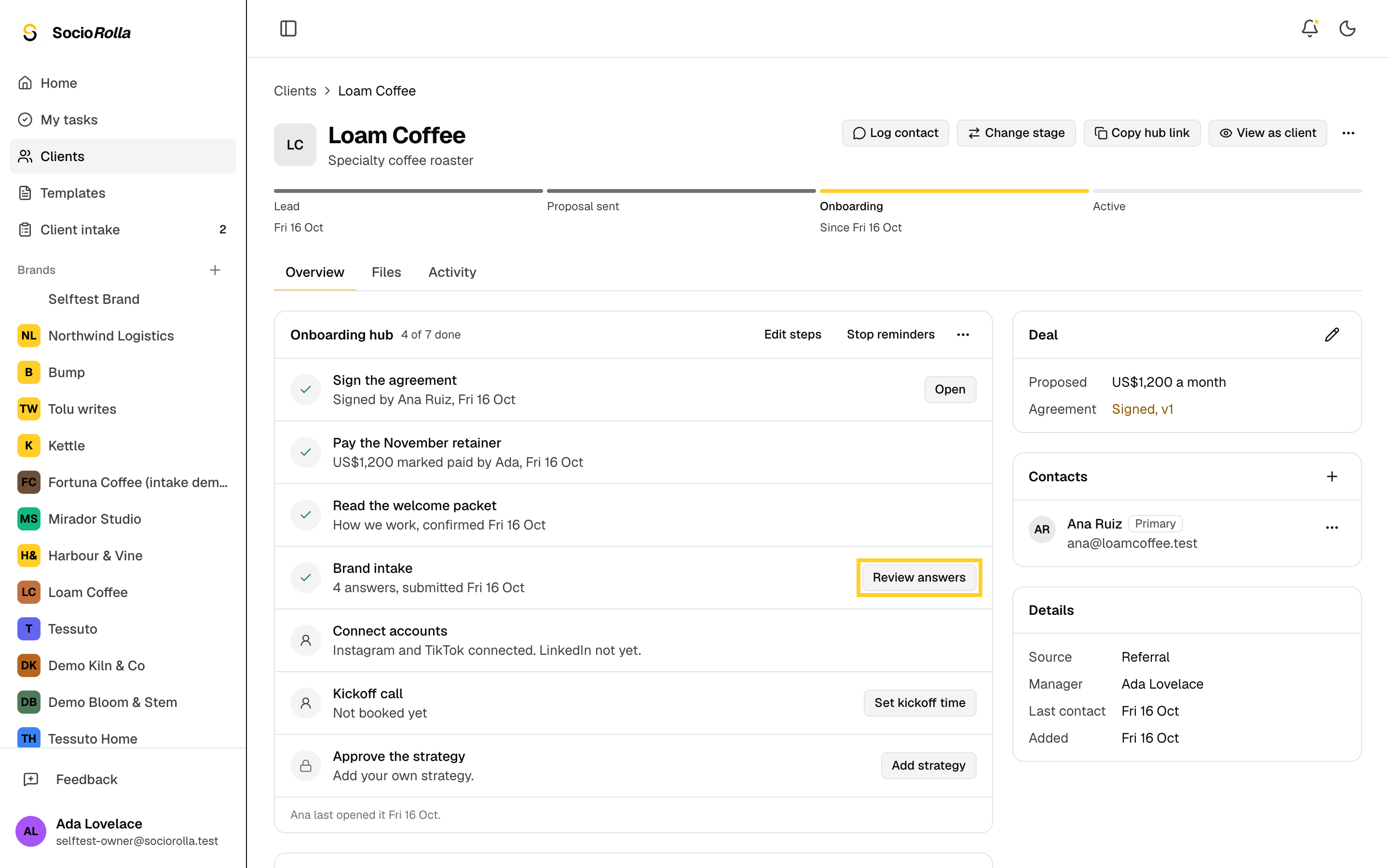 Step 4: Review answers shows everything the client told you.