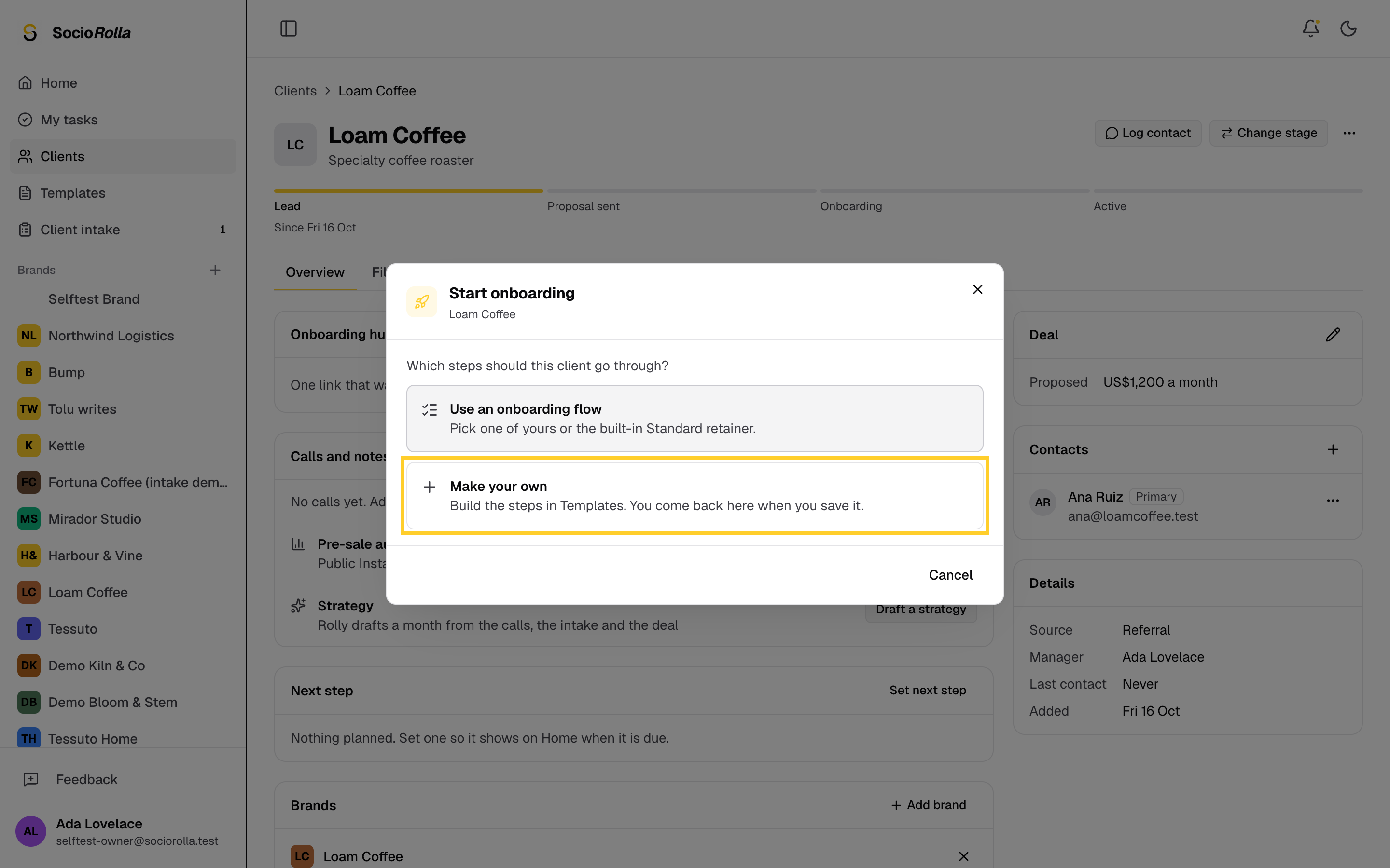 Step 3: Use one of your onboarding flows, or make your own for this client.