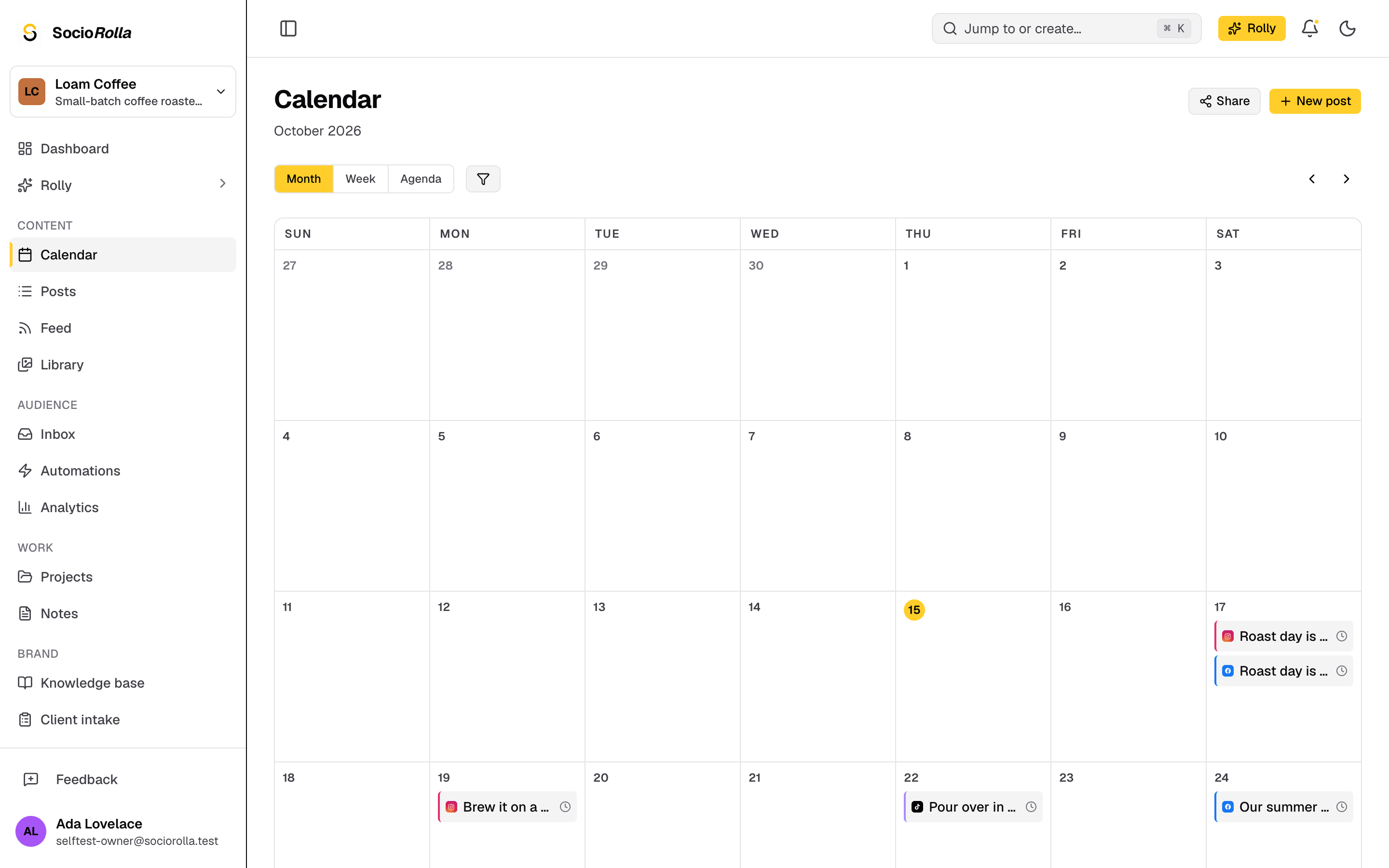 Step 1: The calendar shows each scheduled post on its day.
