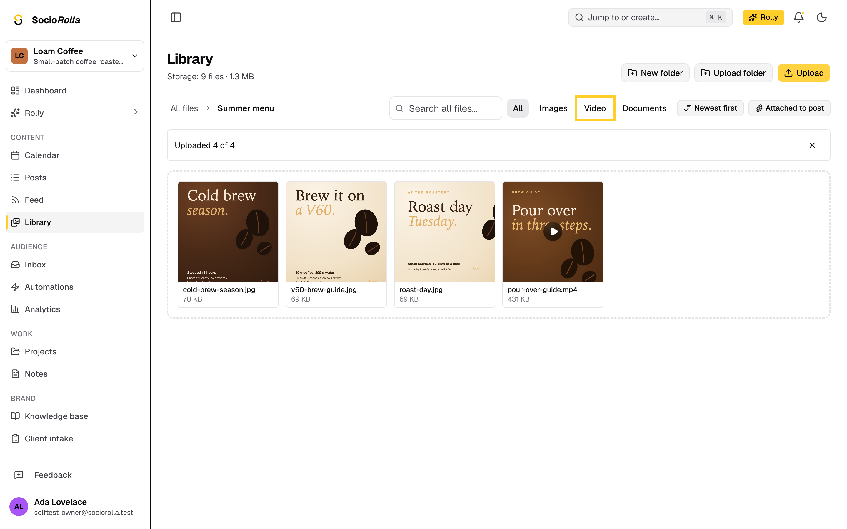 Step 4: Filter by type, or search every folder at once.